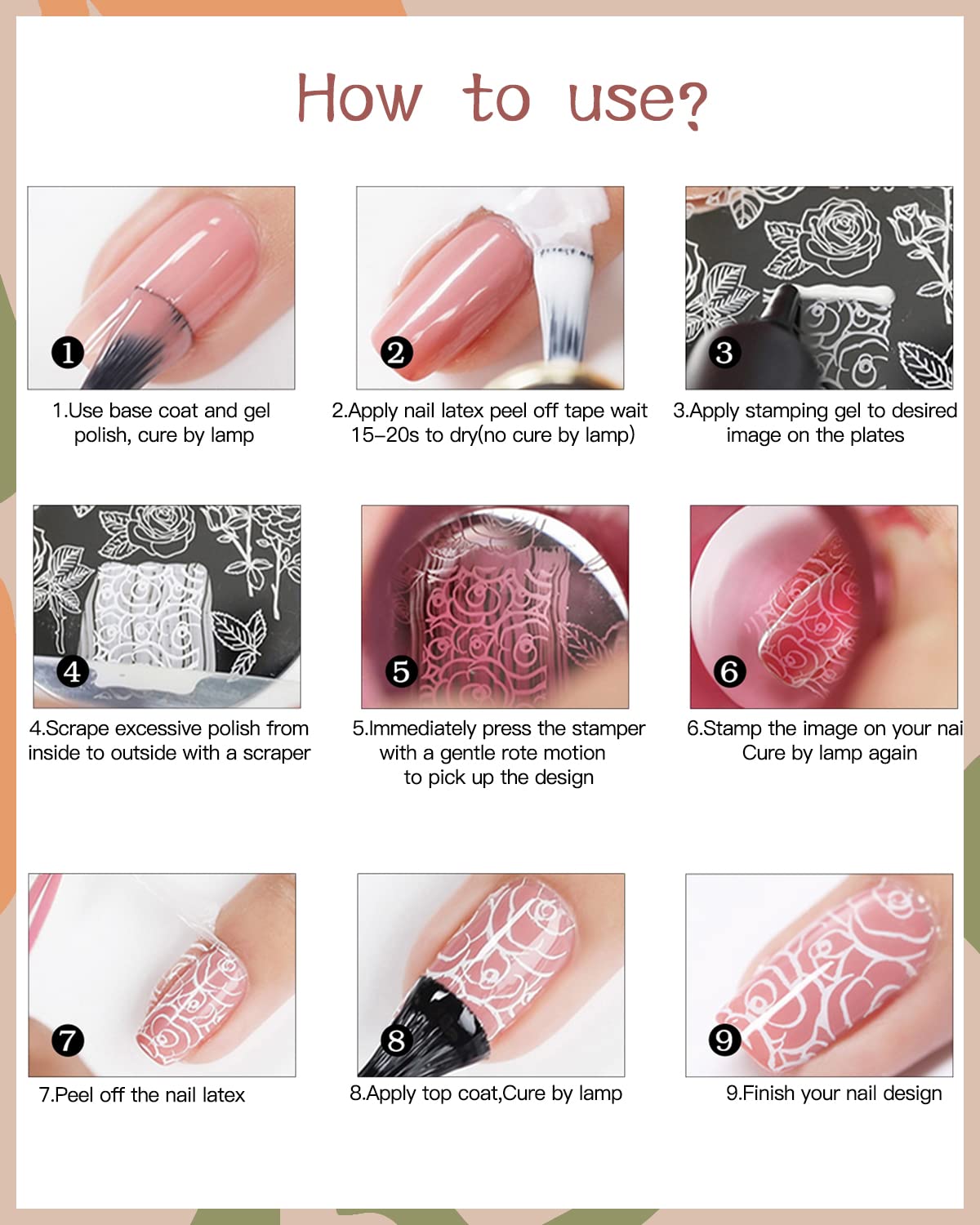 SEISSO 12 Colors Nail Stamping Polish Gels+5Pcs Stamp Print Templates+1 Peel Off Nail Tape Stamp Latex+1 Stamper with Scraper, Stamping Nail Polish Art Set Manicure Gift Collection
