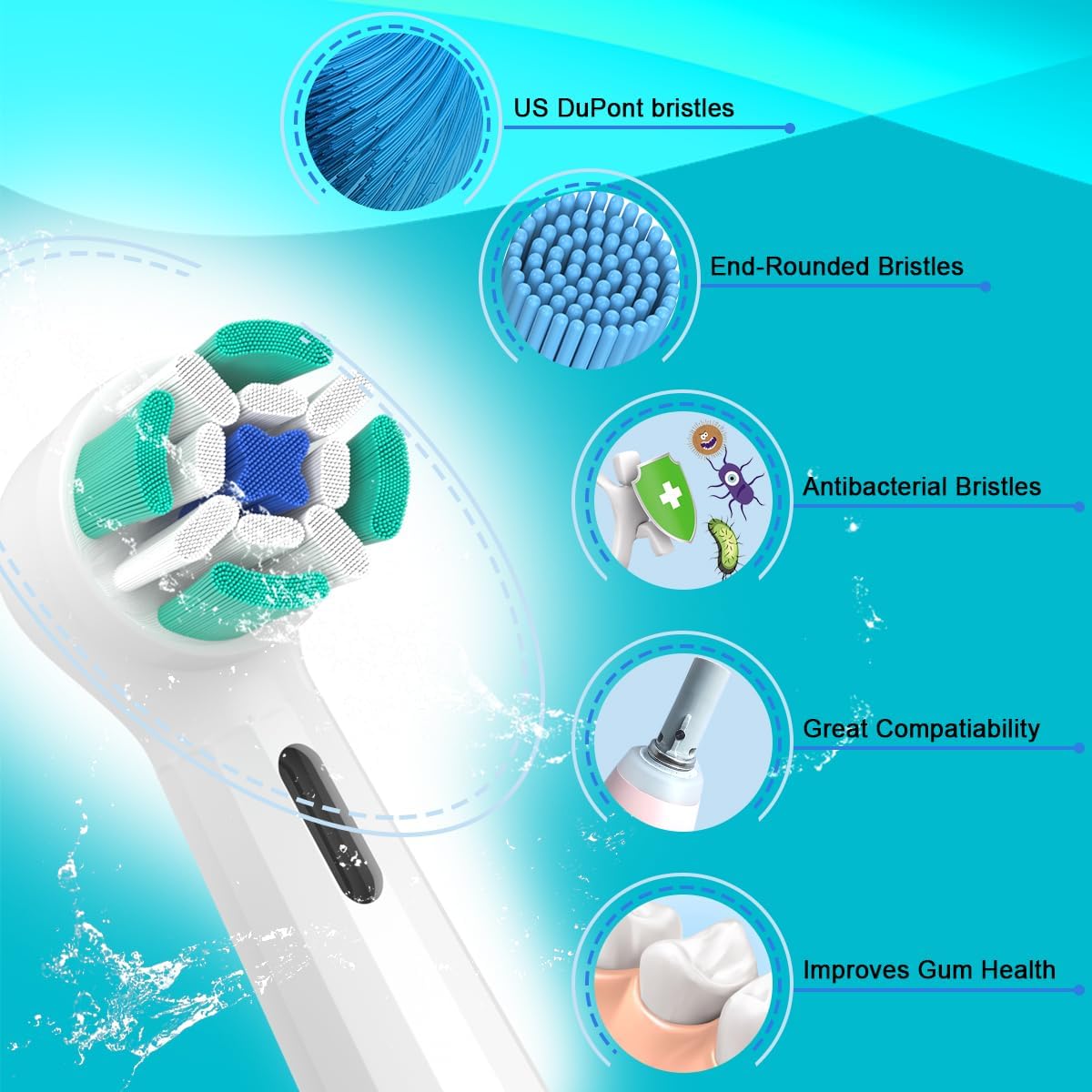 Oral-B iO Replacement Toothbrush Heads - Compatible with iO Series 2-10 | 8-Pack, White