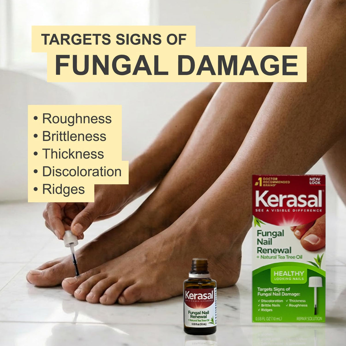 Kerasal Renewal Nail Repair Solution with Tea Tree Oil for Discolored and Damaged Nails, 0.33 Oz (Pack of 1)