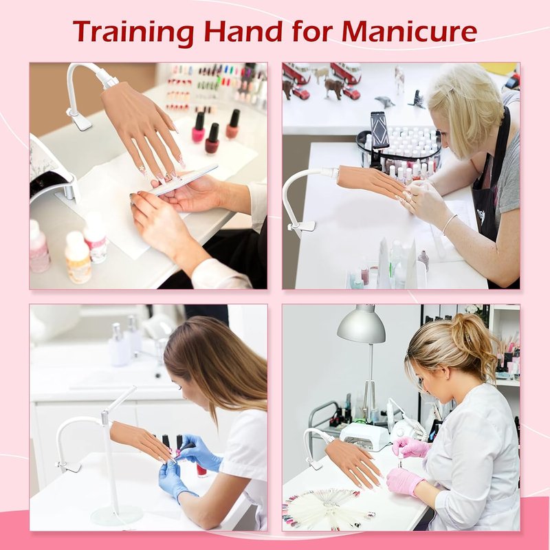 Acrylic Nail Practice Hand - Realistic Silicone Mannequin for Flexible Training | Visible Joints