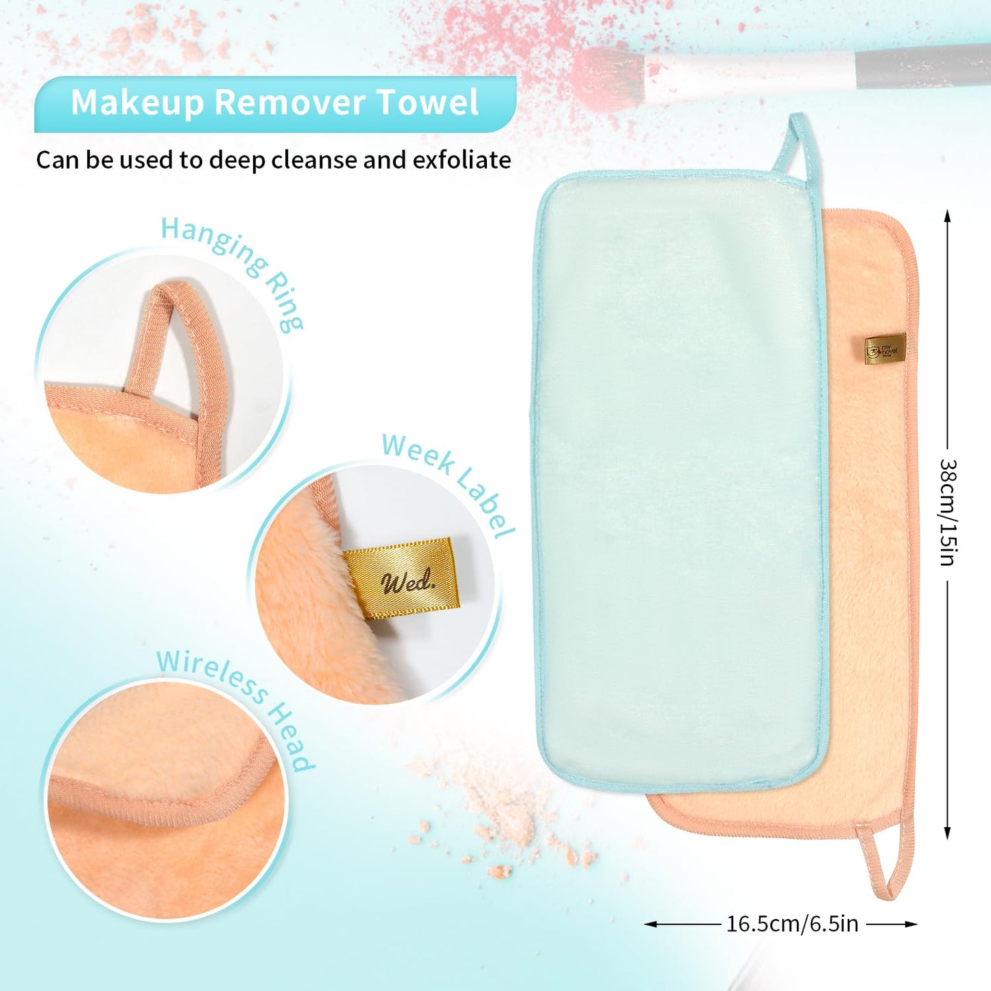 my novel things Makeup Remover Cloth Reusable Makeup Remover Towels, Makeup Washcloths for Face, Soft & Washable Coral Fleece Microfiber Towel