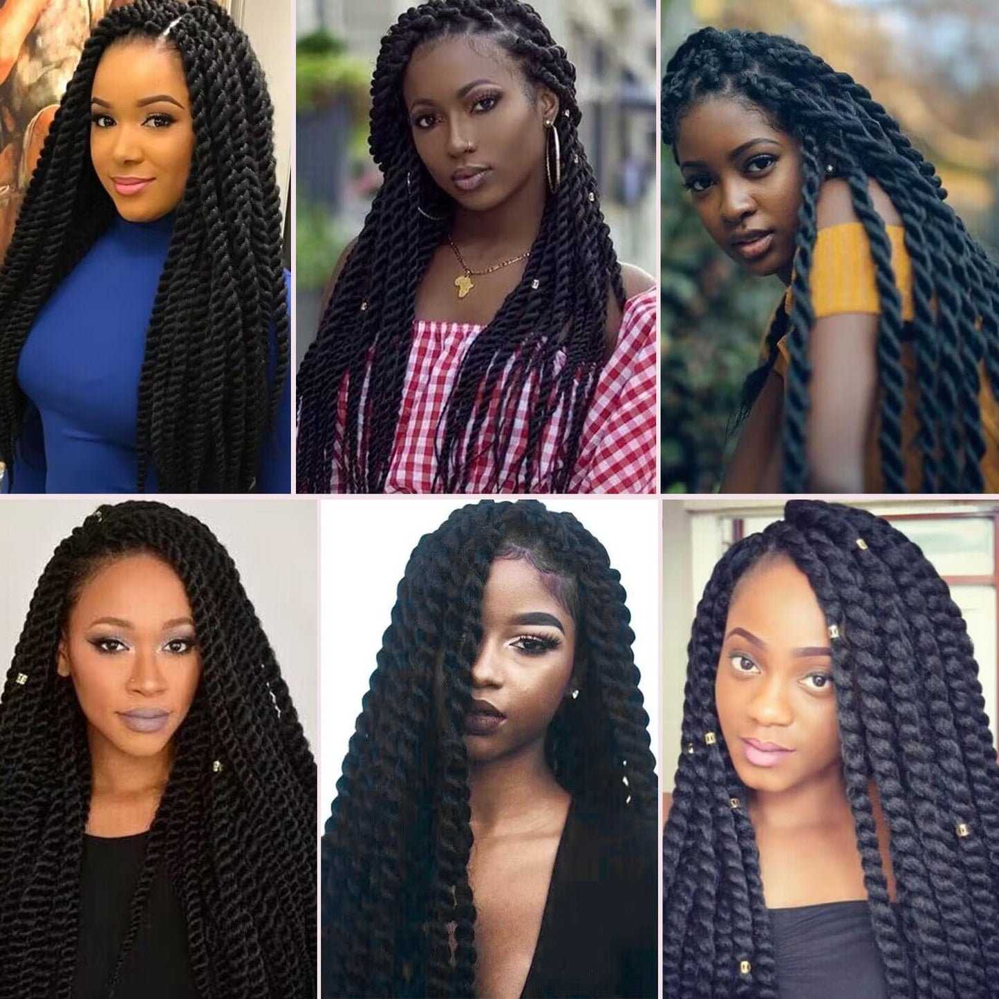 Admutty Havana Twist Crochet Hair, Jumbo Senegalese Twist Pre-Looped Synthetic Braiding Hair for Women, Soft & Lightweight Pre-Twisted Crochet Braids