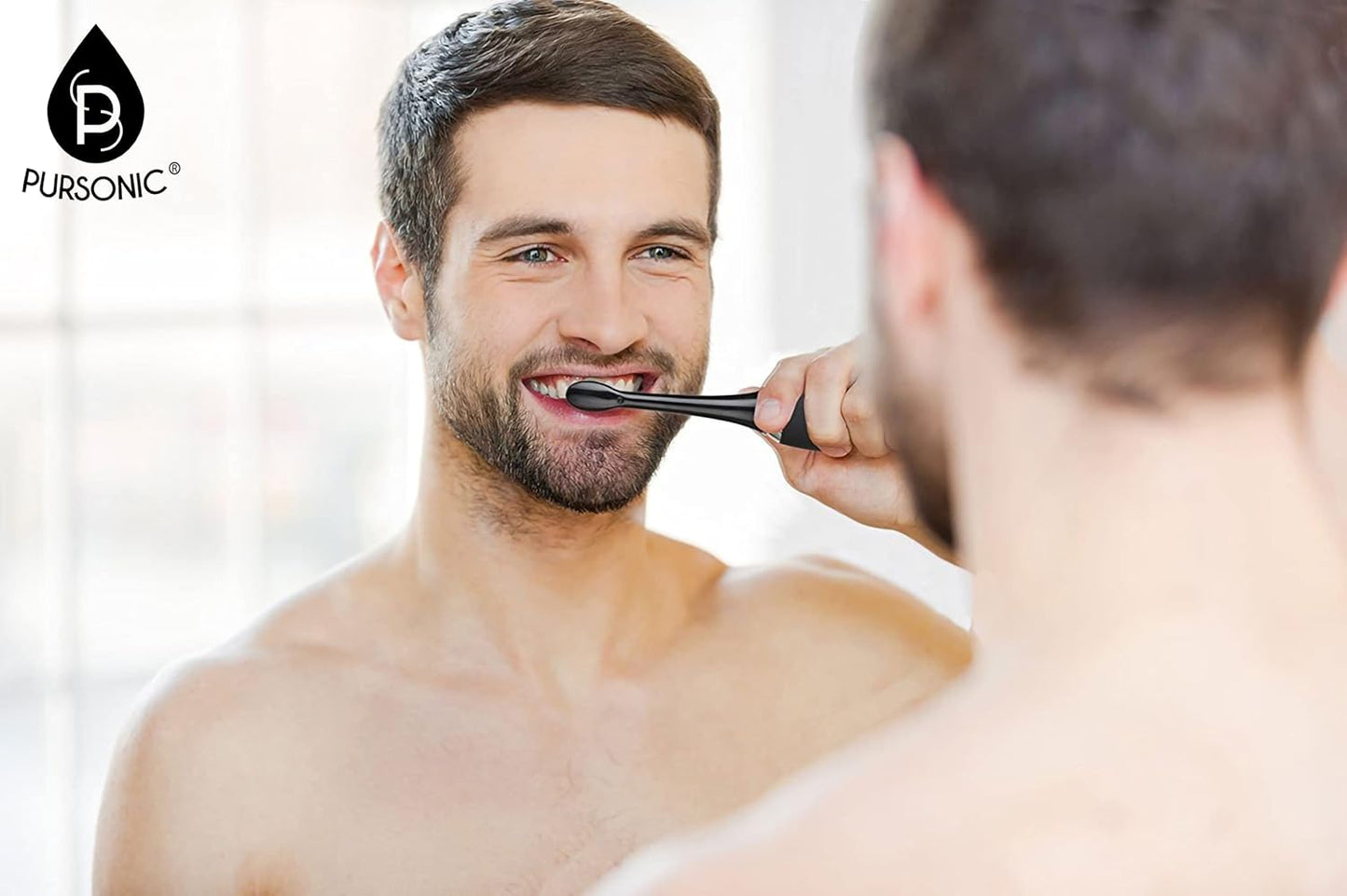 Pursonic Sonic Toothbrush - USB Rechargeable with 12 Brush Heads & 38,000 Strokes/Min | 3 Modes & Timer (Black)