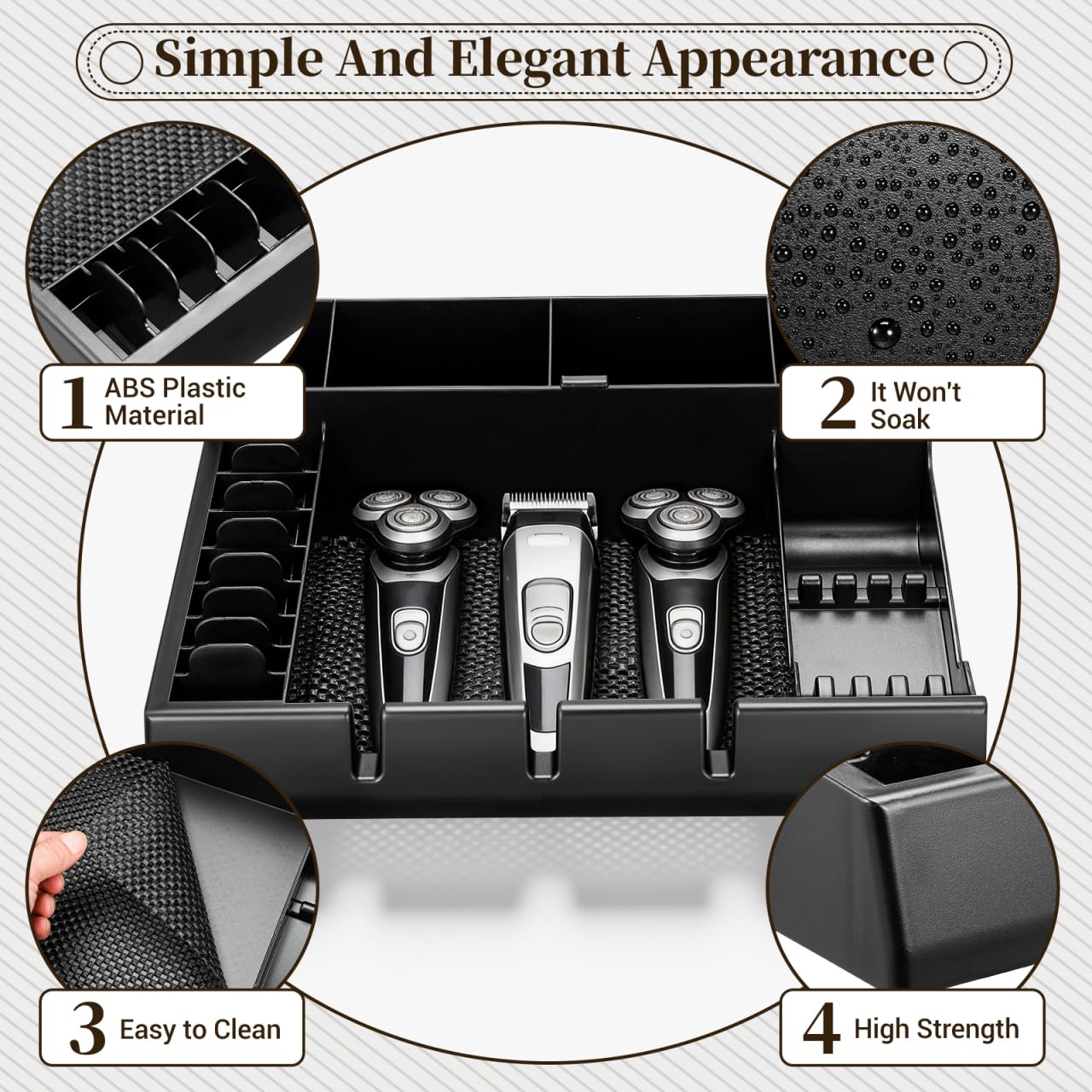Beatifufu Barber Clipper Tray Organizer 15X12X4.33In Salon Storage Box with Multiple Slots for Clippers Guards Combs Haircut Tools Keeper Portable Hair Clippers Holder
