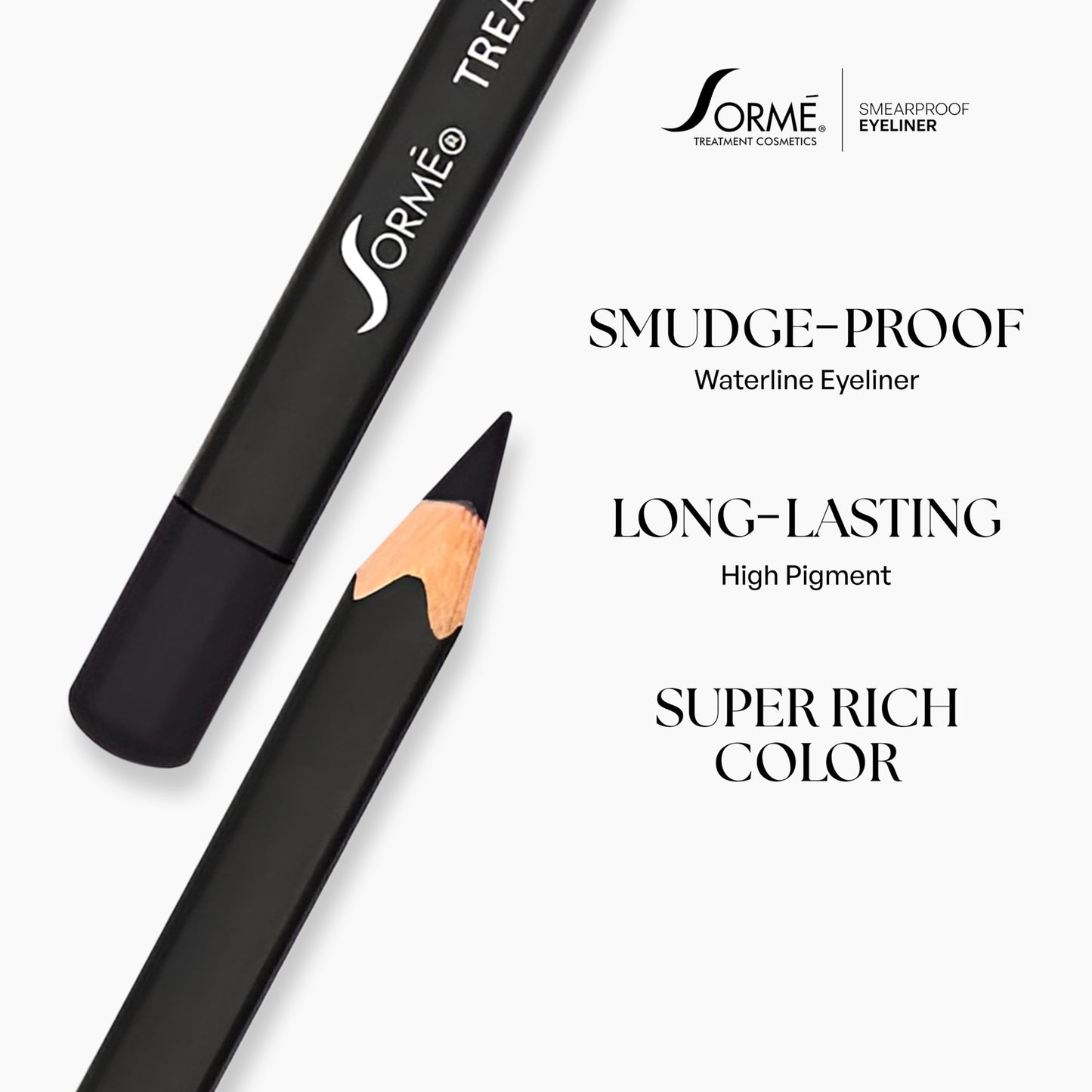 Sorme Treatment Cosmetics Smearproof Eyeliner 0.16oz | Long Lasting Waterproof Eyeliner Pencil | Smudge-Proof Waterline Eyeliner | Cruelty-Free and Gentle Pencil Eyeliner
