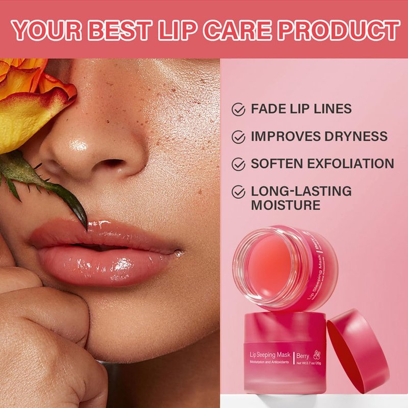 Moisturizing Lip Sleeping Mask - Long-Lasting Hydration for Chapped Lips | Berry Flavor
