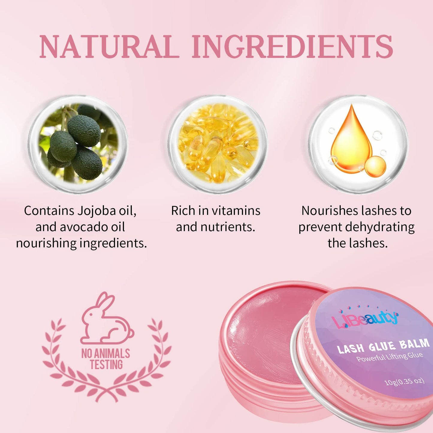 Libeauty Lash Lift Glue Balm Lash Lift Adhesive Strong Sticky Fruit Flavor Eyelash & Eyebrow Perm Glue Balm Brow Lamination Gel (Pink Peach, 10g/0.35oz)