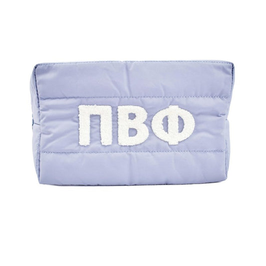 Sorority Shop Pi Beta Phi Makeup Bag - Puffer Style with Sorority Letters, Travel Cosmetic Bag with Zipper Closure, Perfect Pi Beta Phi Sorority Gifts for Women