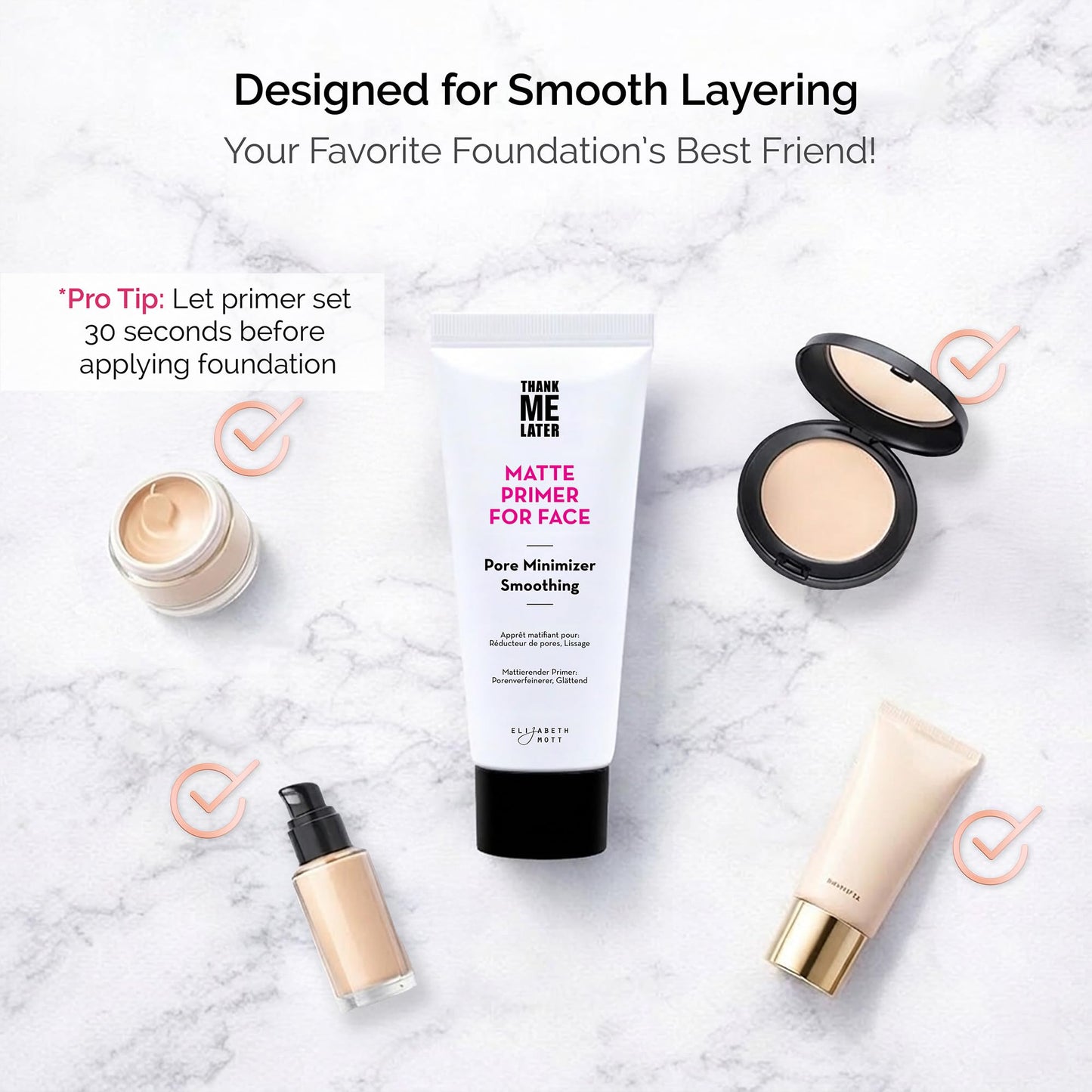 Elizabeth Mott Thank Me Later Makeup Primer for Long-Lasting Makeup | Cruelty-Free and Paraben-Free