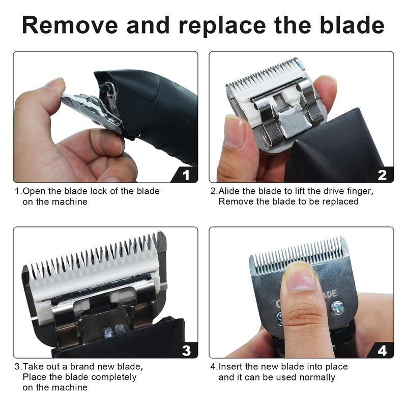 Size3-1/2 Professional Detachable Replacement stainless steel Blades set,compatible with Andis AGC,BDC,BGC,MBG Series,oster Classic 76/Star-Teq/Power-Teq Clippers，Cut Length 3/8-Inch(9.5mm) black