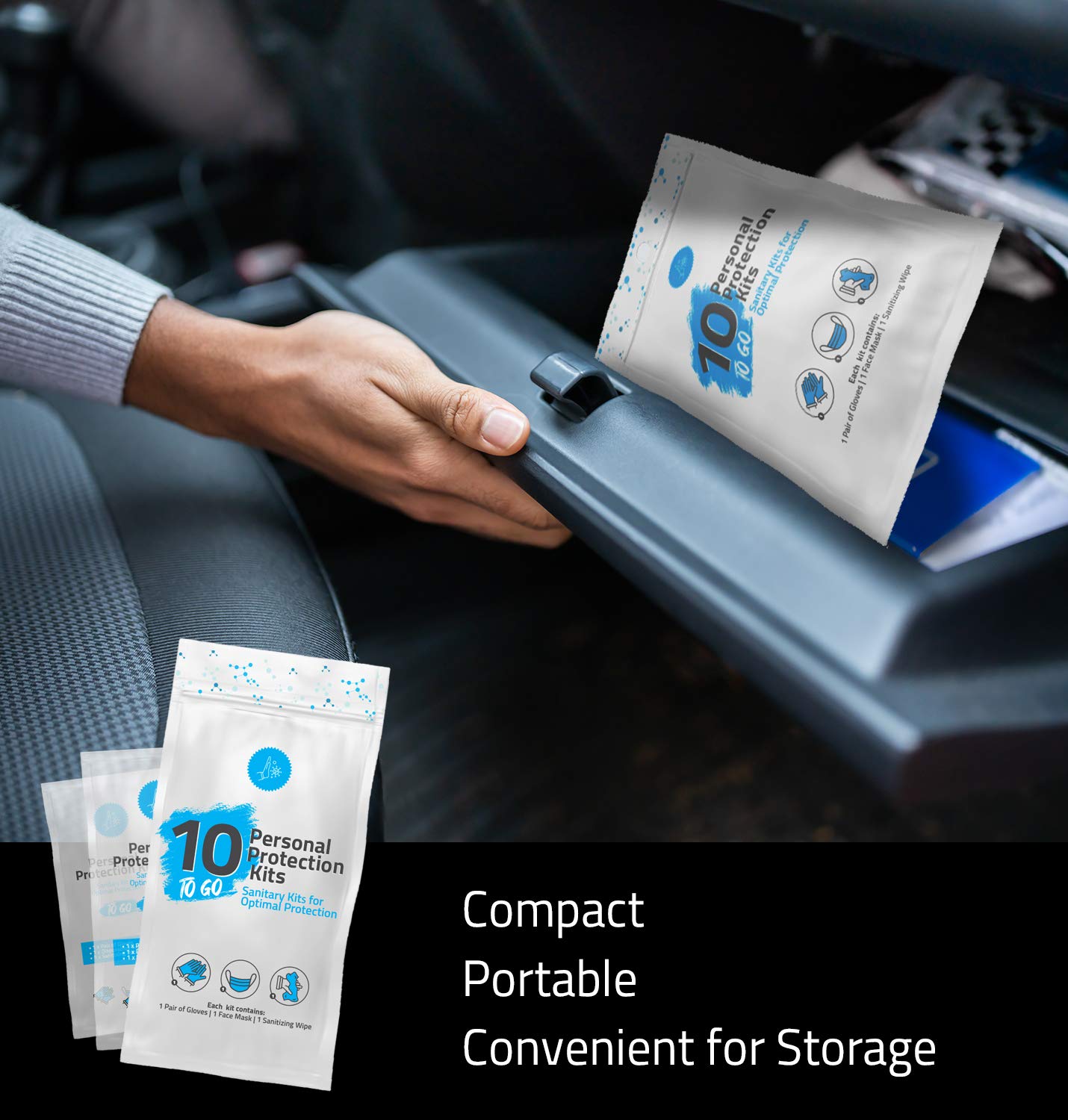 Personal Protection Kit 10-Pack | Travel-Ready PPE with Gloves, Wipes & Masks