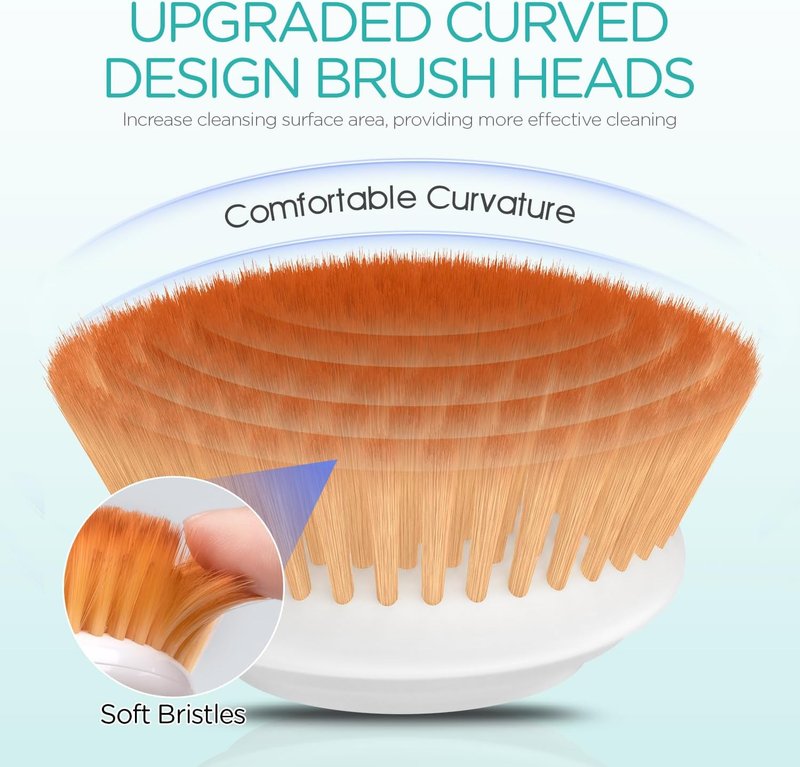 VOGOE Facial Cleansing Brush - Rechargeable Spin Exfoliator with 2 Brush Heads | 2-Speed Electric Face Scrubber in Grey