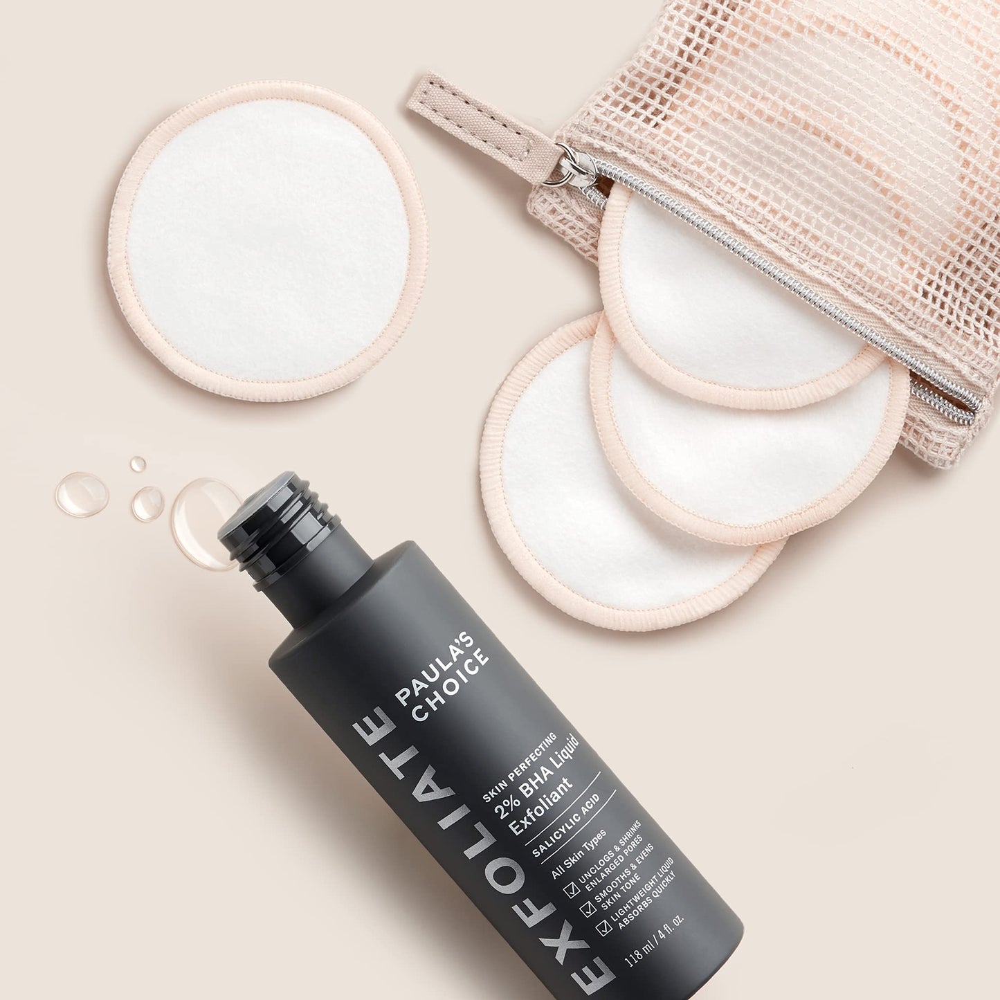 Paula’s Choice SKIN PERFECTING 2% BHA Salicylic Acid Liquid Exfoliant & Reusable Cotton/Bamboo Pads Duo, for Toner, Exfoliants & Makeup Remover, Eco-Friendly, Fragrance-Free, Set of 2