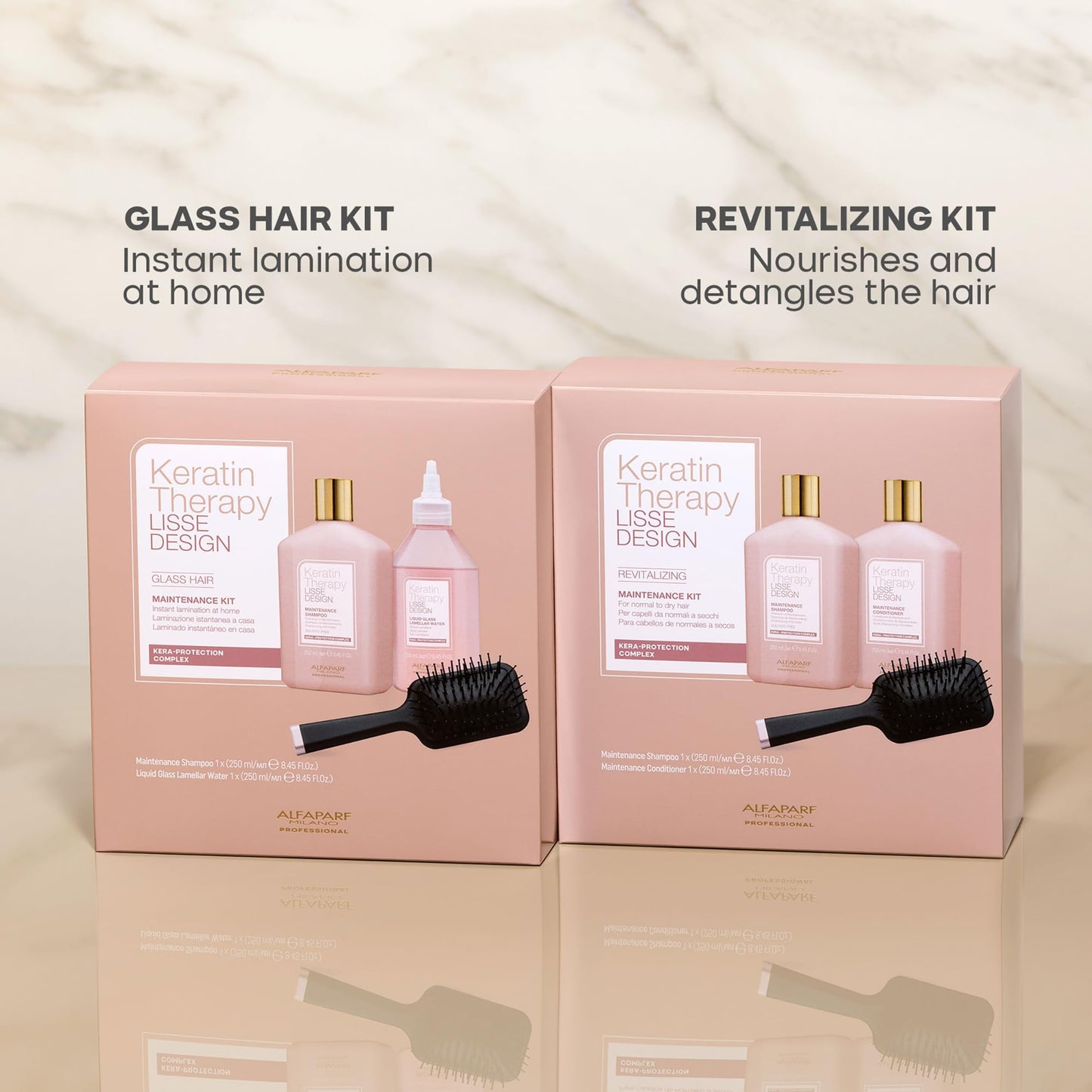 Alfaparf Milano Keratin Therapy Lisse Design Revitalizing Shampoo and Conditioner Set - Smoothing Keratin Shampoo and Conditioner for Damaged Hair - Adds Shine and Softness - Keeps Hair Smooth