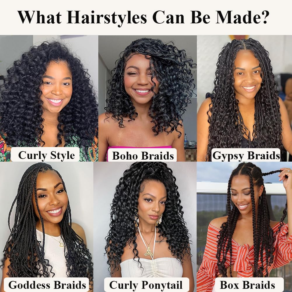 Curly Crochet Hair 14 Inch GoGo Curl Crochet Hair for Women Short Beach Curl Crochet Braids for Women 7 Packs Deep Curly Braiding Hair for Boho Braids (14 Inch, 1B)