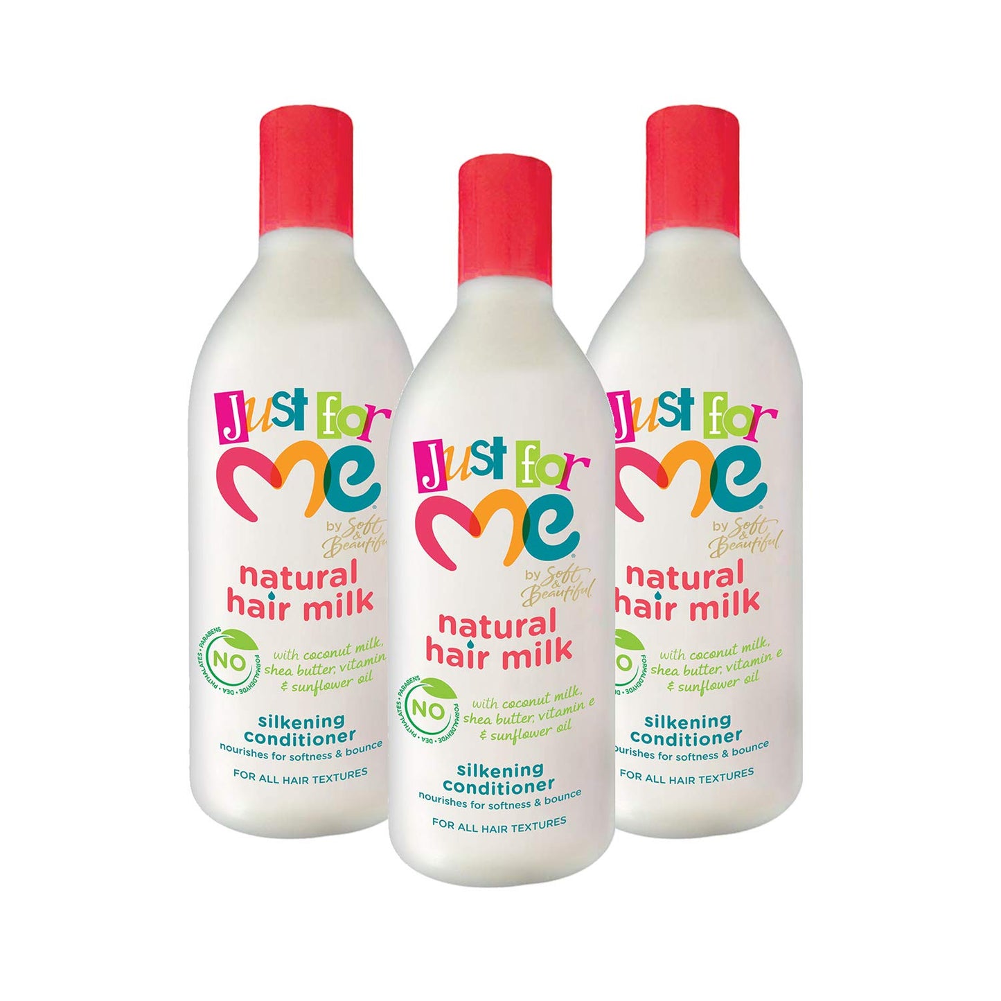 Just For Me Natural Hair Milk Silkening Conditioner, Nourishes For Softness & Bounce, With Coconut Milk, Shea Butter, Vitamin E & Sunflower Oil, 13.5 Ounce (3 Pack)