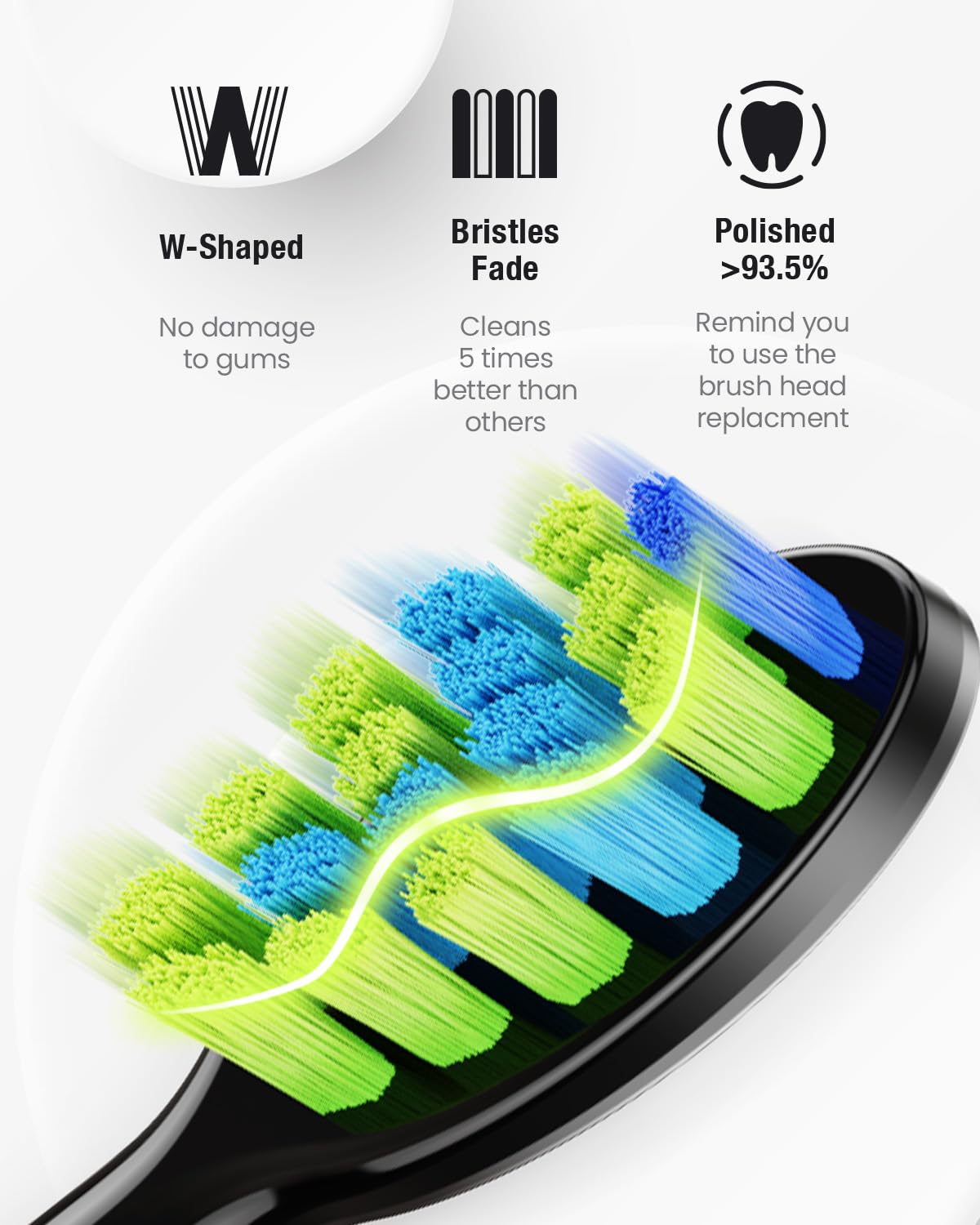 7AM2M Sonic Electric Toothbrush with 6 Brush Heads for Adults&Kids, One Charge for 120 Days, USB-C Charge, 5 Modes, 40000VPM Powered Toothbrush (Black)