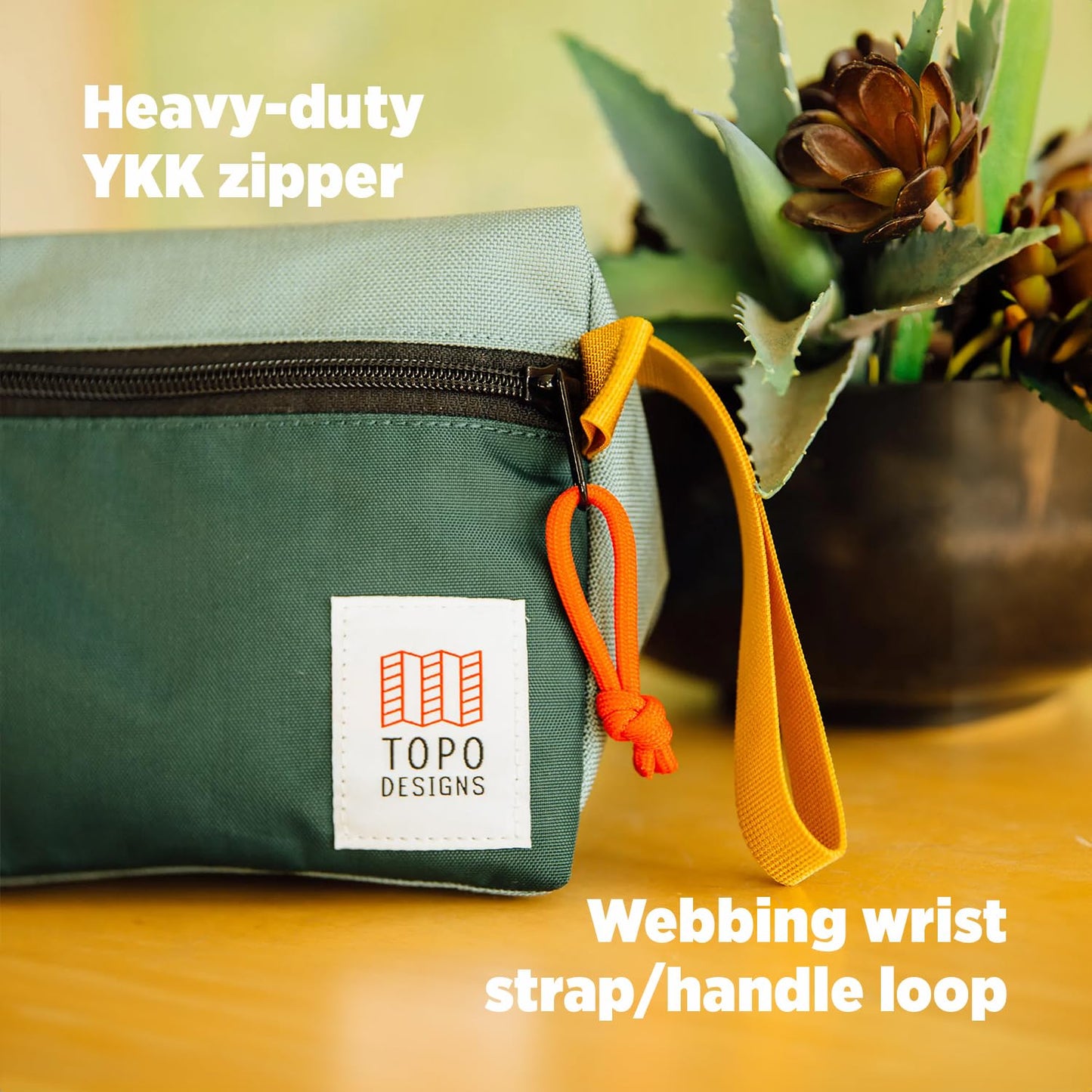 Topo Designs Dopp Kit - Travel Bag for Personal Care Essentials, Self Standing Triangular Shape, Fully Lined for Easy Cleaning, Recycled Nylon (Caribbean)