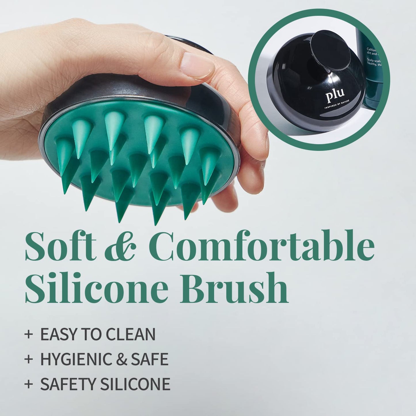 PLU Therapy Scalp Scaling Scrub With Silicone Massager Brush - Walnut Scrubber Gel for Oily Scalp and Dandruff - Exfoliating & Deep Cleansing Combo Set
