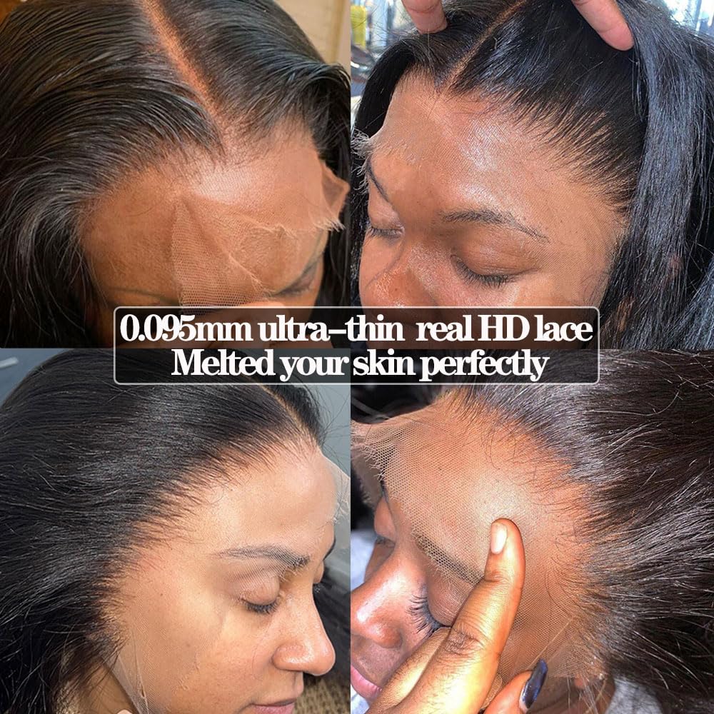 Body Wave 0.095mm Real HD 5x5 Lace Closure Invisible and Breathable Real HD Lace Closure 100% Human Hair with Tiny Single Knots Full Density Hair Natural Hairline (12inches)