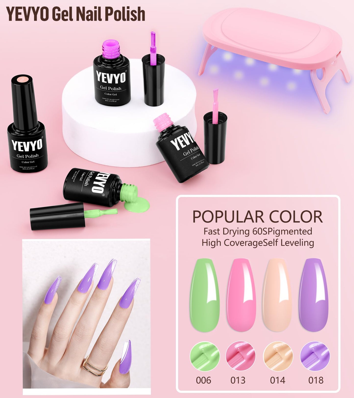 Yevyo Acrylic Nail Kit with Drill, 4 Colors Gel Polish and UV Light, 24 Colors Glitter Acrylic Powder and Brush Set for Beginners