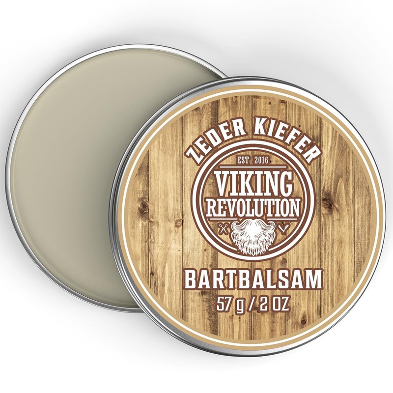 Viking Revolution Cedar & Pine Beard Balm - Butter with Argan Oil, Softener & Moisturizer for Men - Wax for Beards (2oz, 1 Pack)