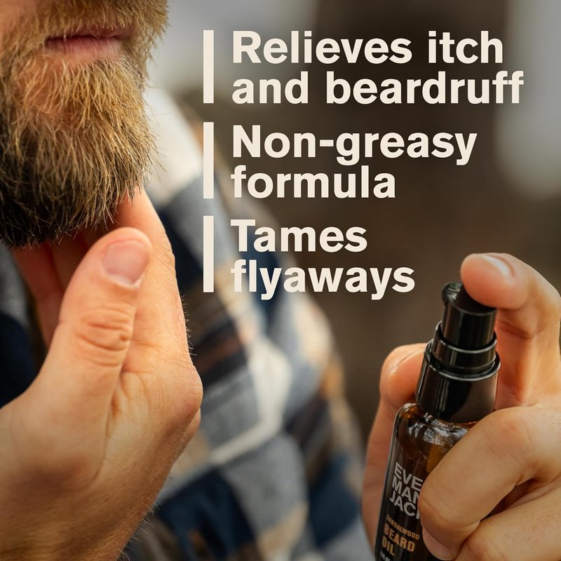Men's Beard Oil - Sandalwood Fragrance for Deep Moisturizing & Softening | Naturally Derived with Shea Butter & Argan Oil - 1 fl oz