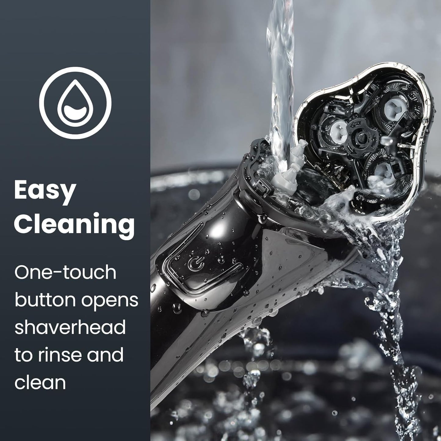 Electric Razor for Men Waterproof - Wet/Dry Cordless Rotary Shaver - Precision Blades Sensitive Skin Care, USB Fast Charging & Pop-up Trimmer Luxury Black Upgraded