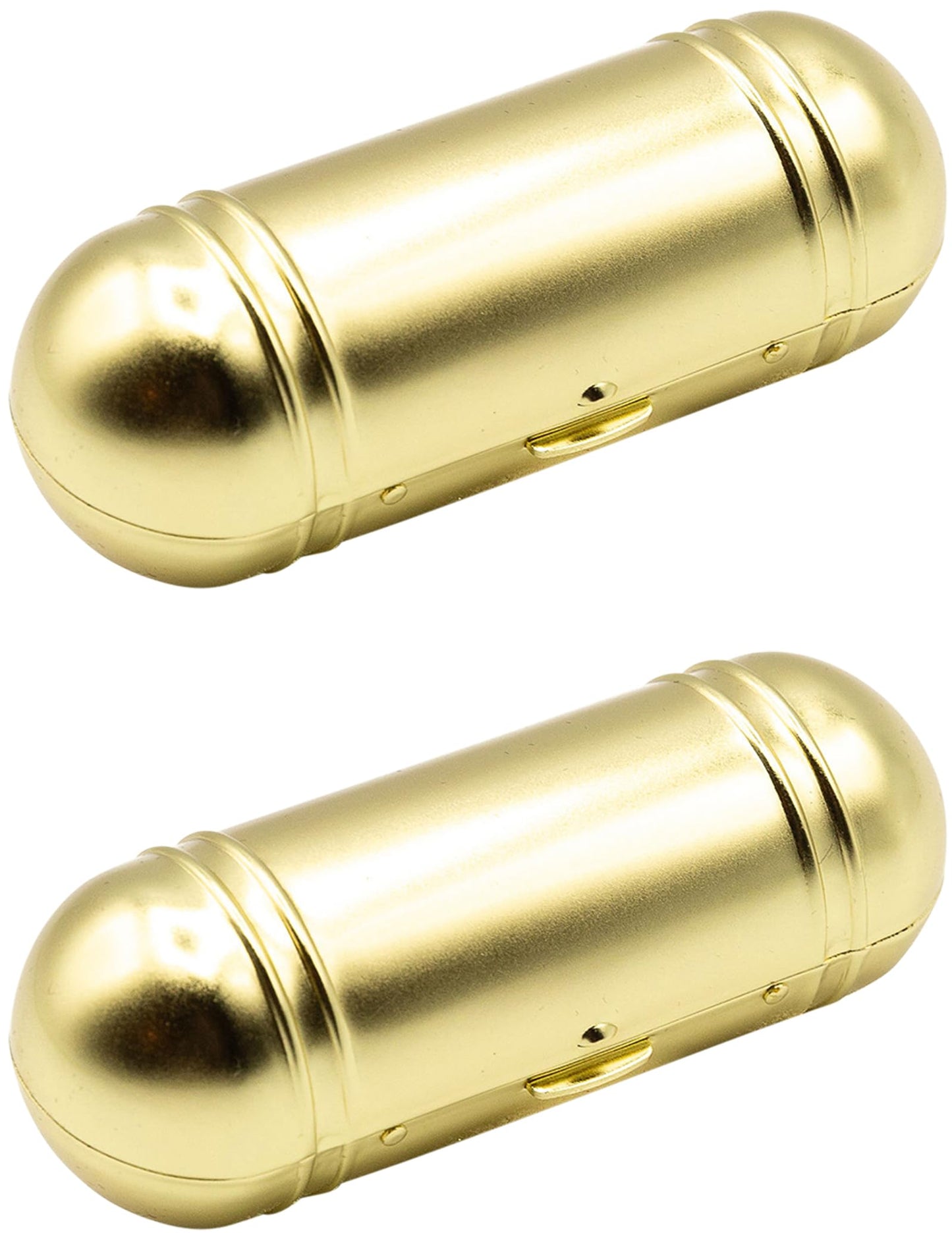 Stephanie Imports Set of 2 Capsule Shaped Lipstick Cases With Glass Mirror (Gold Polygon)