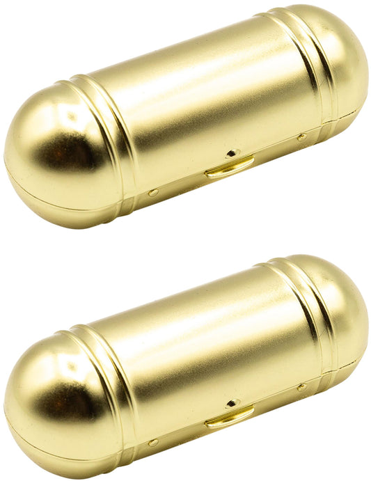 Stephanie Imports Set of 2 Capsule Shaped Lipstick Cases With Glass Mirror (Gold Polygon)