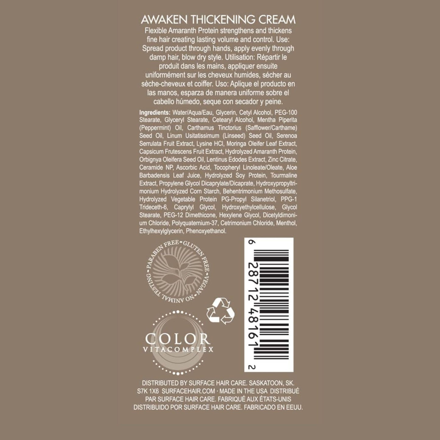 SURFACE Hair Awaken Thickening Cream: Volume, Style, Hold & Strengthen, 3oz