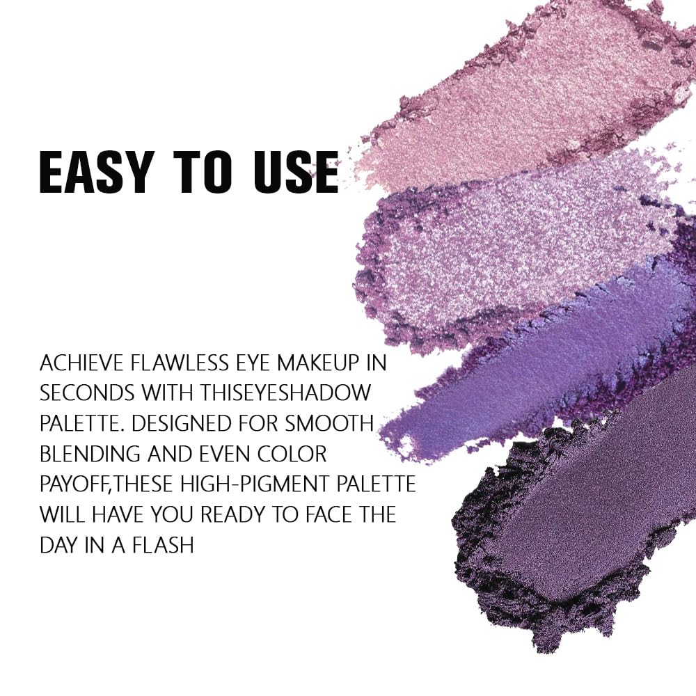 Lavender Purple Glitter Eyeshadow Quad - Pigmented Waterproof Makeup Palette for Older Women | Blendable & Cruelty-Free