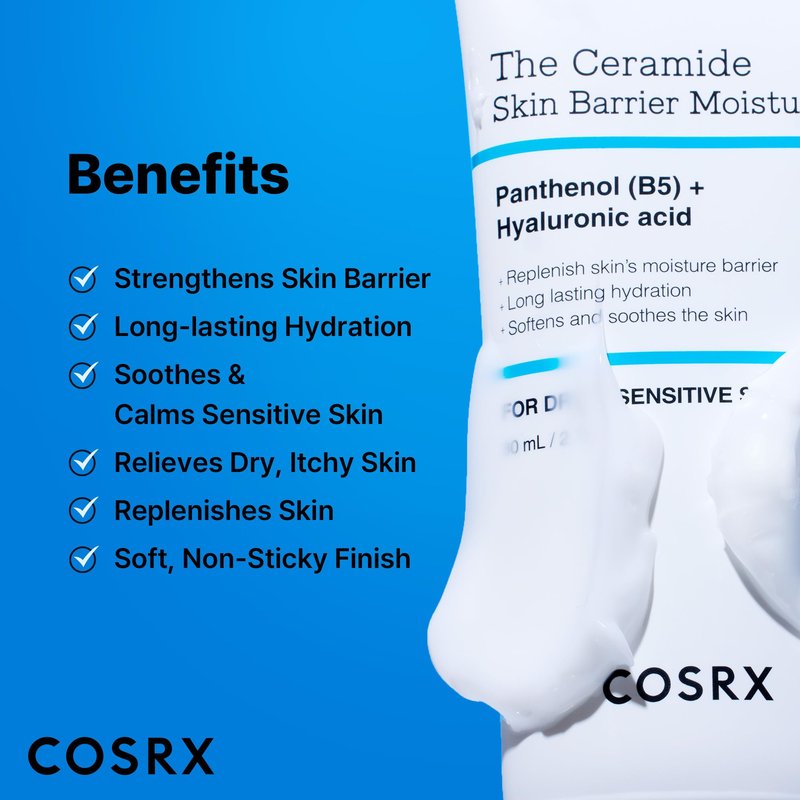 COSRX Ceramide Skin Barrier Moisturizer for Face with 7 Ceramides, Hyaluronic Acid & Panthenol, Barrier Repair Face Cream for Dry & Sensitive Skin, 2.7 oz, Korean Moisturizer, Korean Skin Care