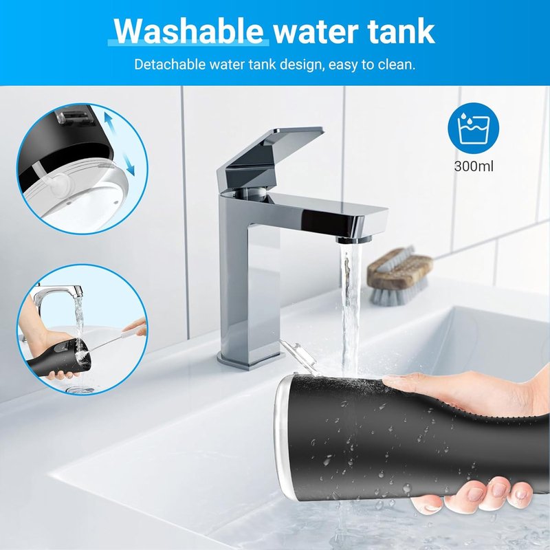 Water Flosser for Teeth - Portable Cordless Dental Irrigator | 4 Cleaning Modes, IPX7 Waterproof, USB-C Charging, Black