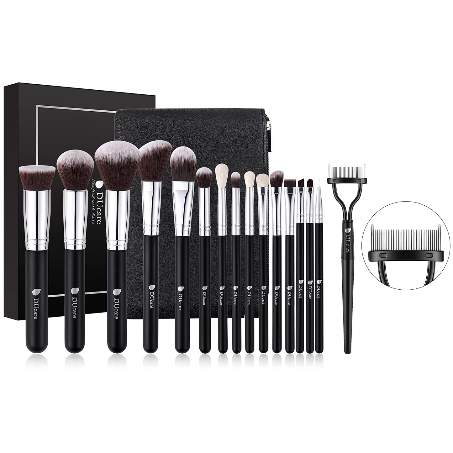 DUcare Makeup Brushes 15Pcs +Eyelash Comb