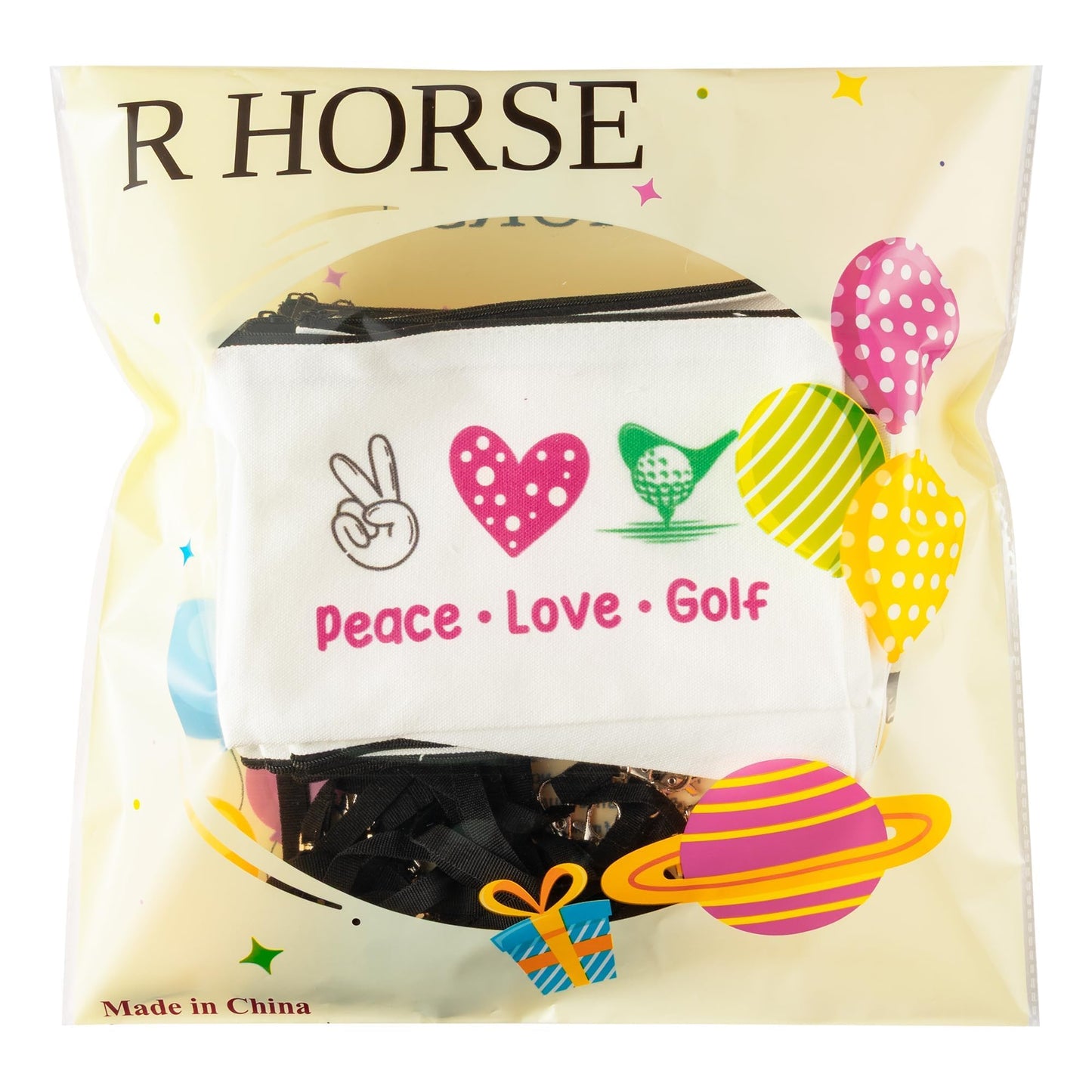 R HORSE 20Pcs Golf Makeup Bag for Girls, Golf Gifts Teen Canvas Cosmetic Bag With Zipper Funny Travel Bags Toiletry Pouch Accessories for Team Players Lover