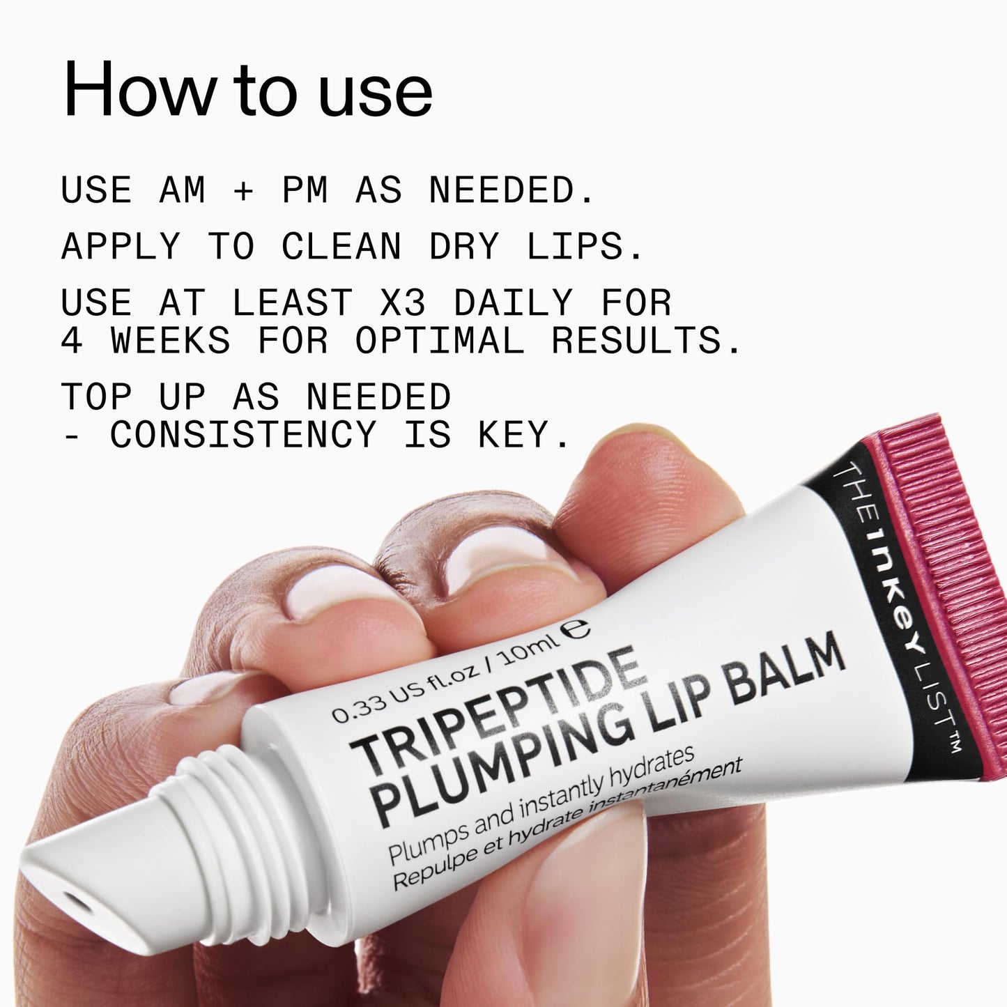 The INKEY List Tripeptide Plumping Lip Balm 10ml, Clinically Proven Plumping Tinted Lip Care, Hydrates Dry Cracked Lips, Vegan & Cruelty Free