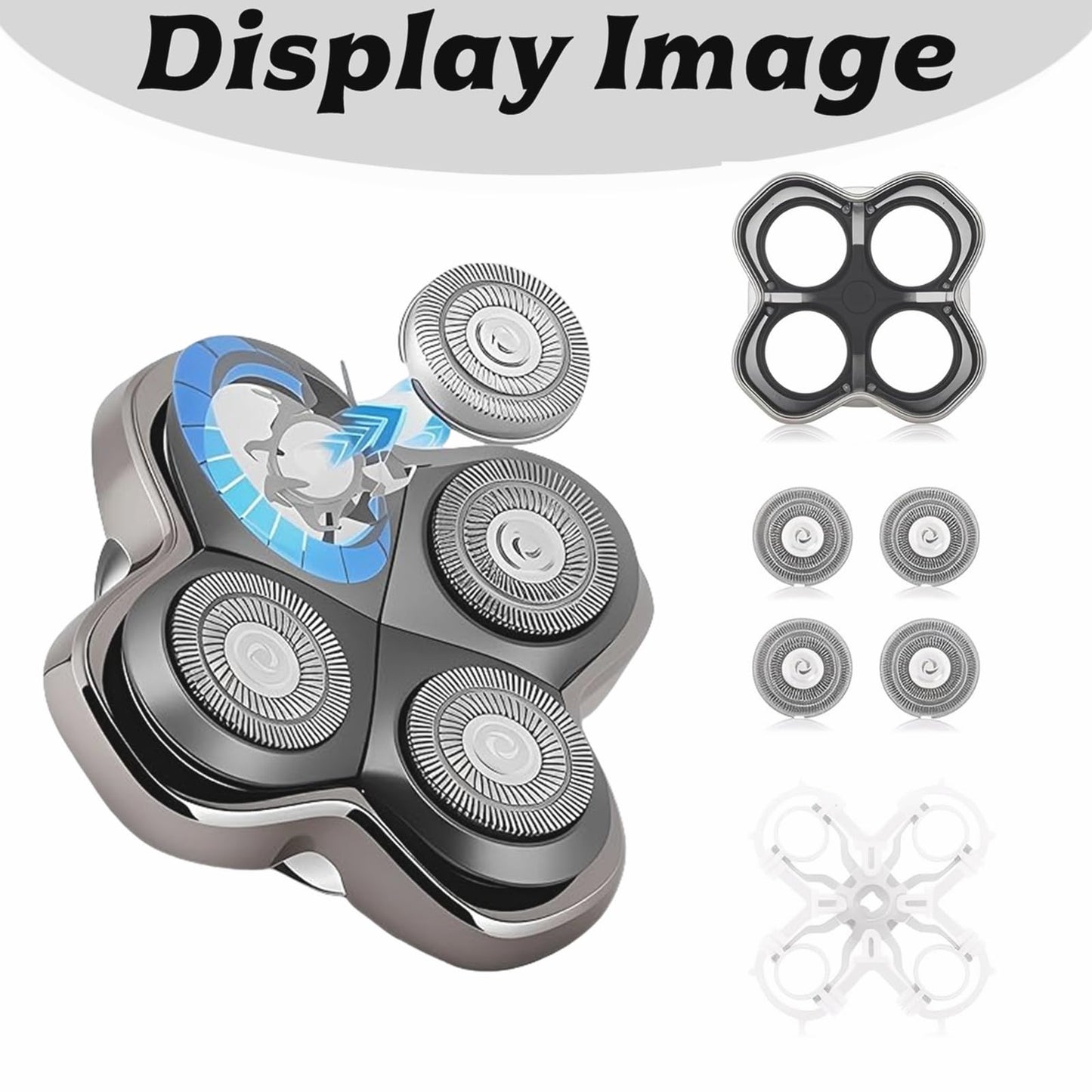 2Pack PRO 4 Head Replacement Blade Compatible with Pitbull Shaver Replacement Blade,Rotary 4 Blades Compatible with Skull Pitbull Gold/Silver/Platinum PRO,Blades Fit for Butterfly Kiss Head Shavers.