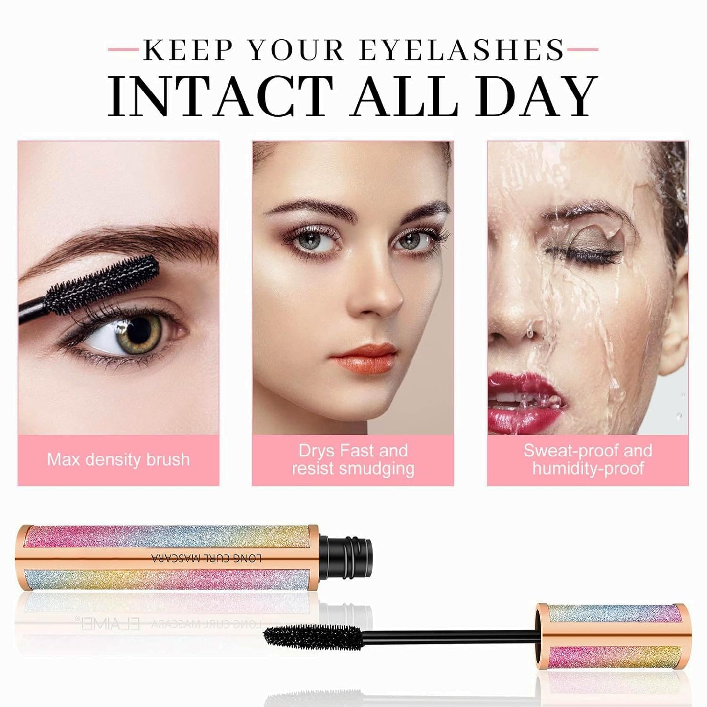 4D Silk Fiber Lash Mascara - Luxuriously Longer, Voluminous Eyelashes, Waterproof Tubing Mascara in Black, Natural Lengthening, Smudge-proof, Hypoallergenic, No Clumping, Easy to Apply & All Day Full