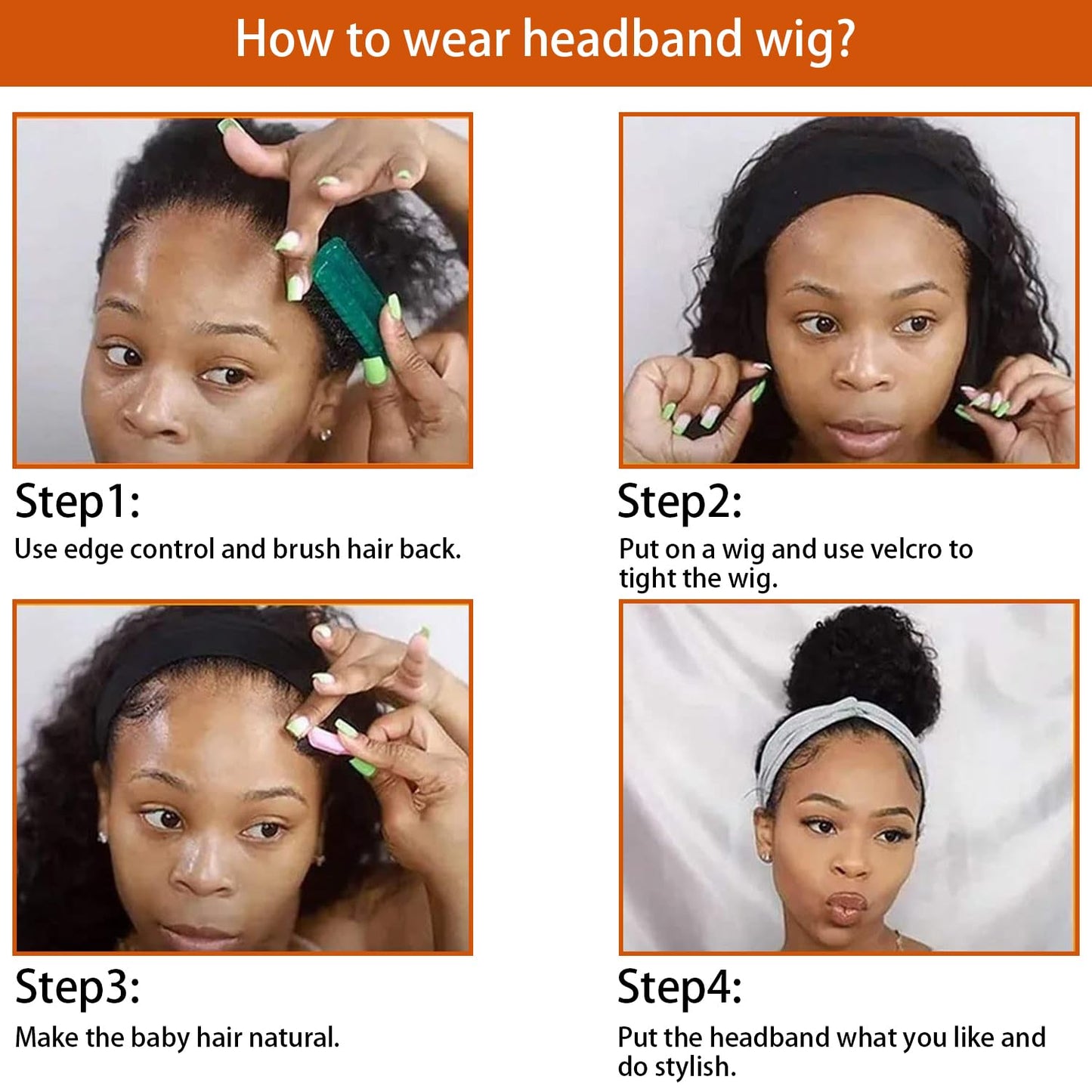 SOMIARIK Headband Wigs for Black Women Natural Hairline Synthetic Brown Loose Curly None Lace Front Wigs for Black Women Glueless Machine Made Wig Wavy pre plucked 26 Inch