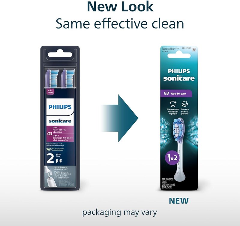 Philips Sonicare G3 Replacement Electric Toothbrush Heads - 2 Pack, White, HX9052/77