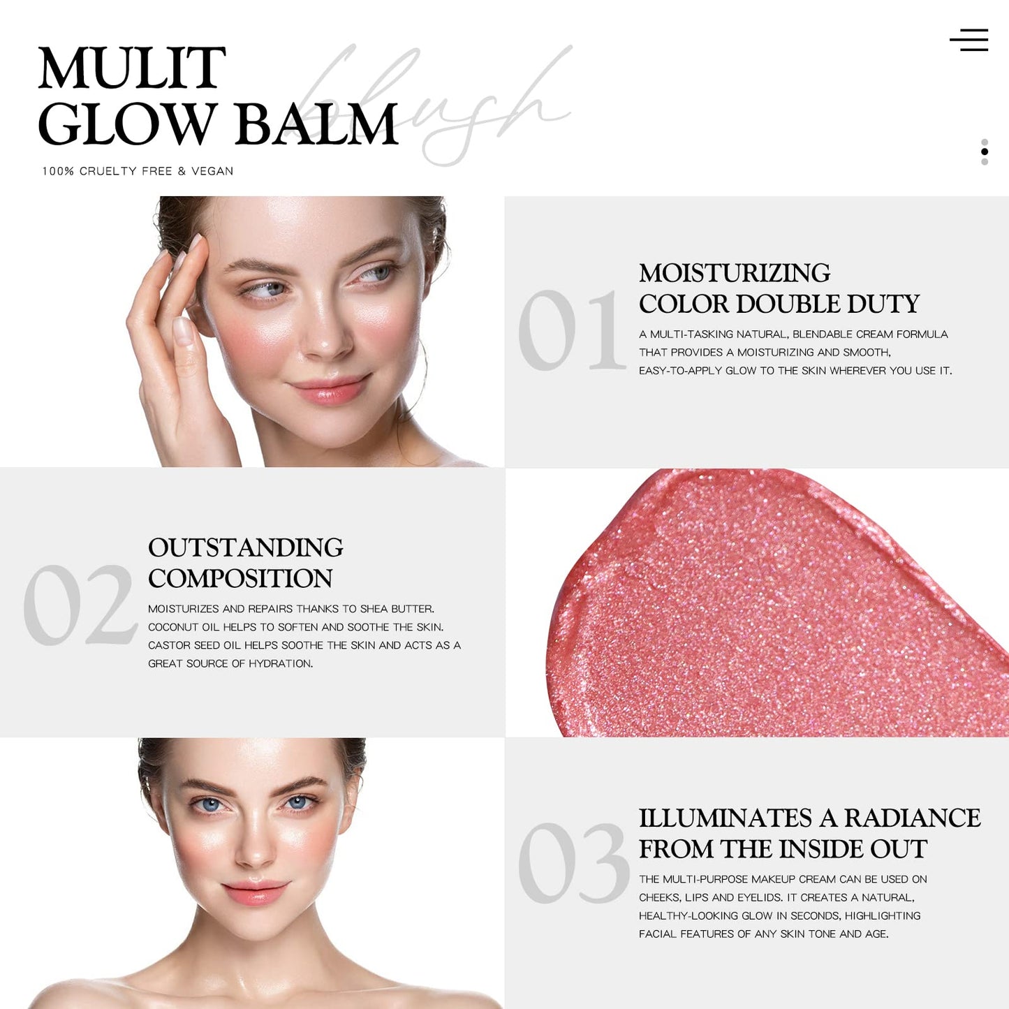 bayfree Cream Blush for Cheeks Radiant Finish, Hydrating, Creamy, Lightweight & Blendable Color, Vegan & Smooth Lip Color Balm, Hydrating Vitamin E