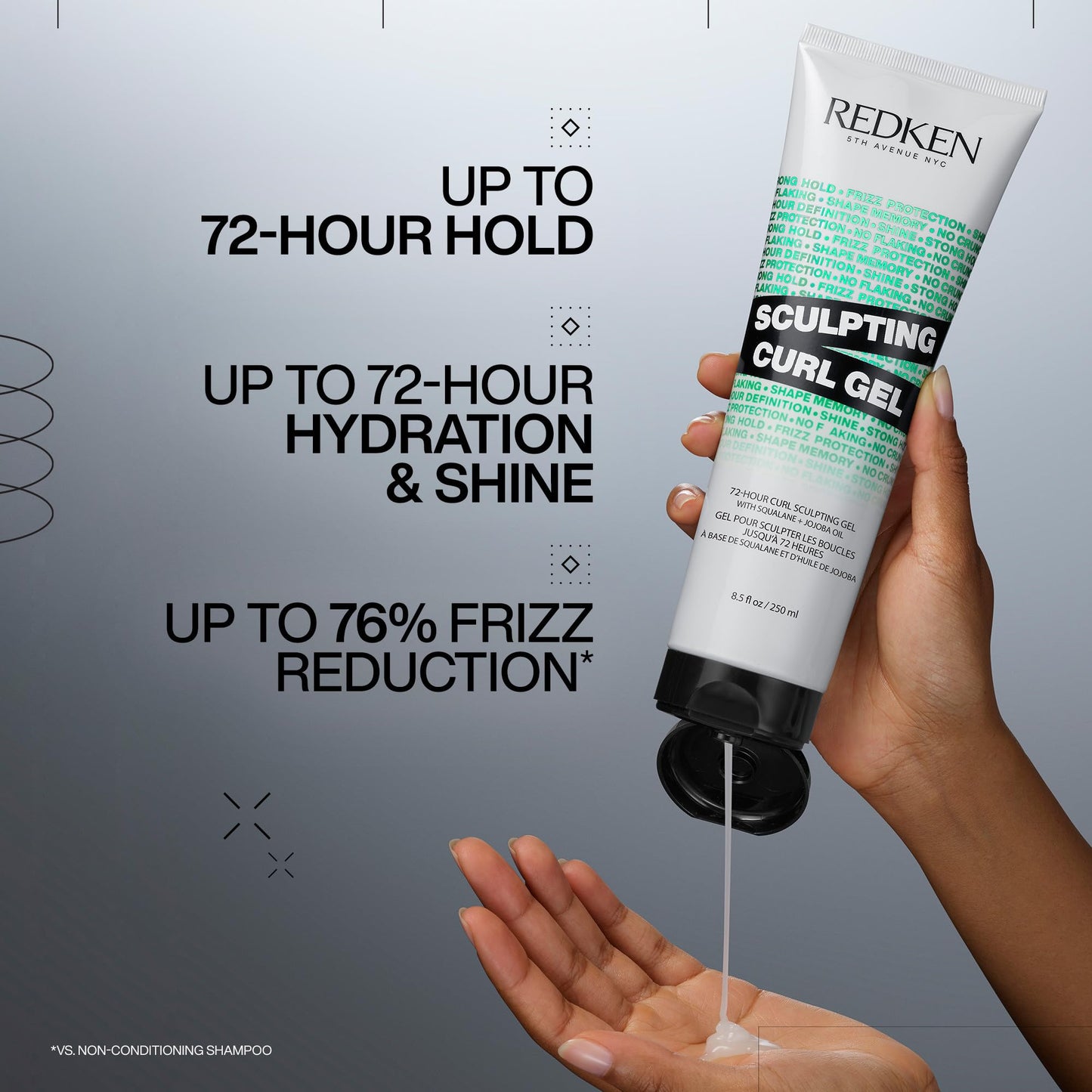 Redken Sculpting Curl Gel - 72-Hour Strong Hold, Crunch-Free & Flake-Free, Helps Tame Frizz