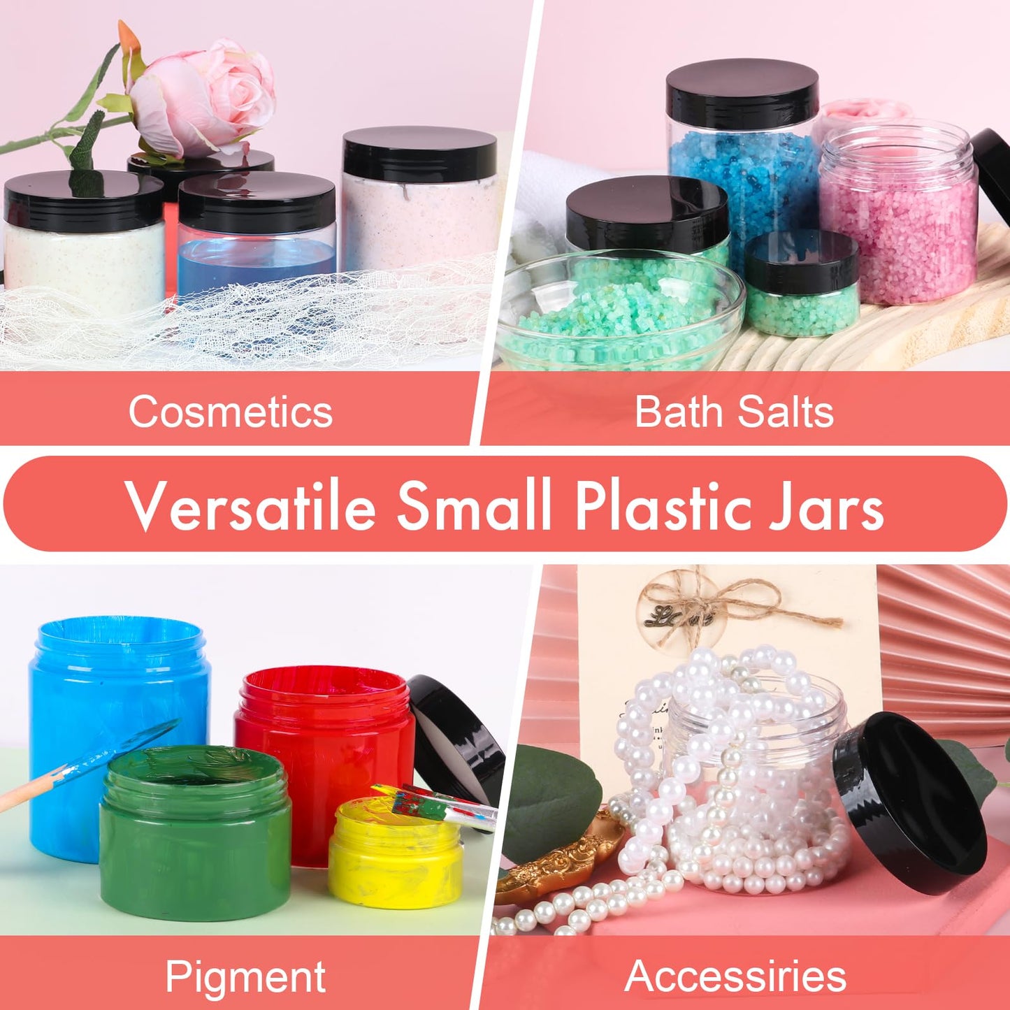 6 oz Small Size Containers 40 Pack, Empty Plastic Jars with Leakproof Lids