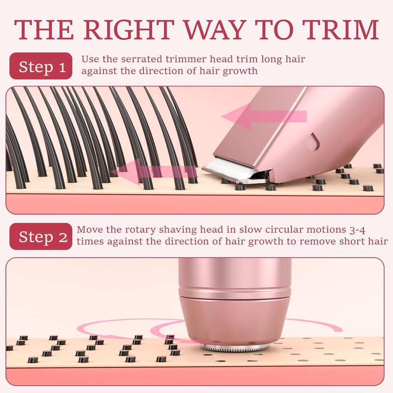 Bikini Trimmer for Women - Electric Waterproof Razor with Dual Heads for Body & Pubic Hair Care