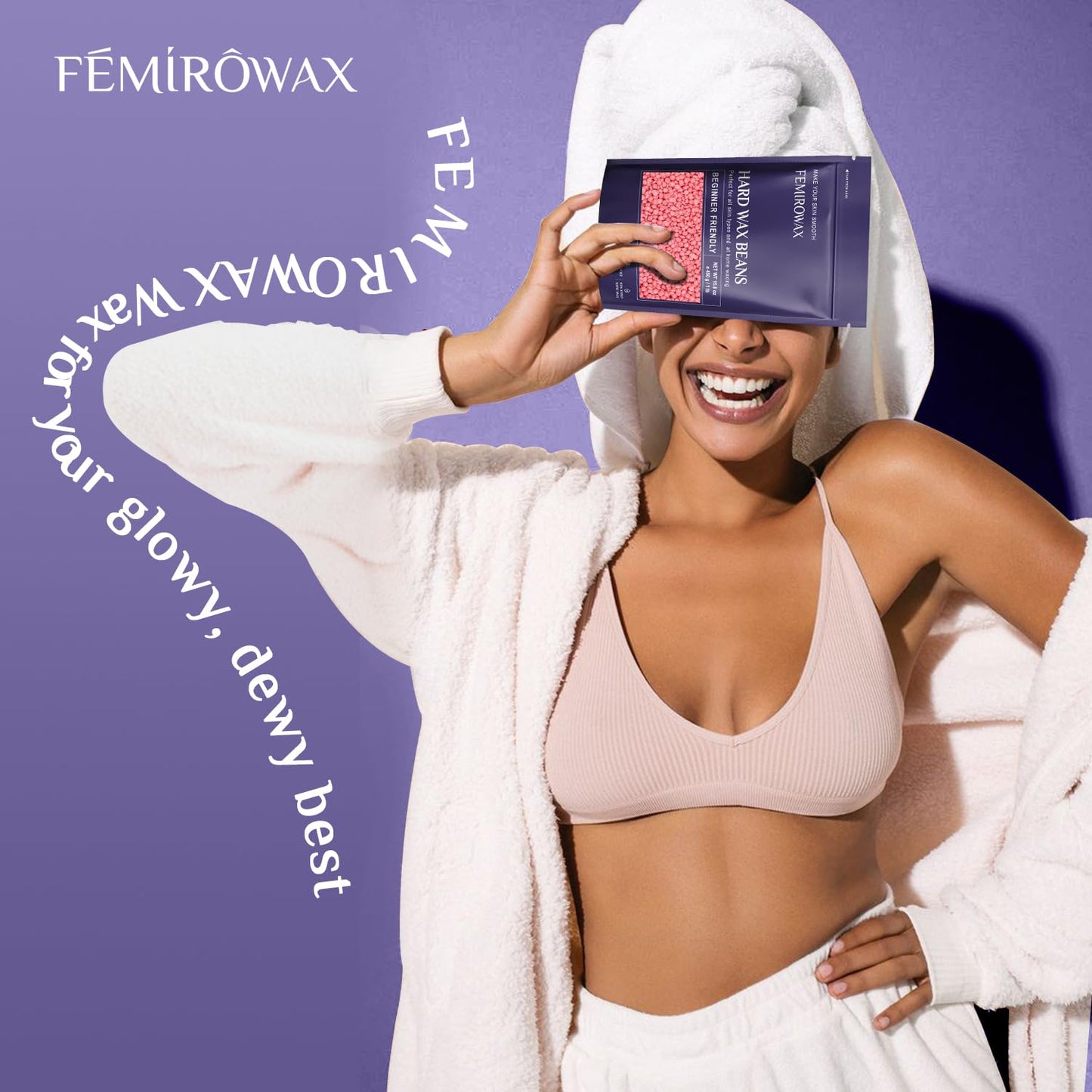 FEMIROWAX Hard Wax Beads 2-Pack, 1lb Lavender Hard Wax Beads for Coarse Hair Full Body + 1lb Rose Hard Wax Beads for Sensitive Skin Body, Brazilian Bikini, Legs, Eyebrow, Facial