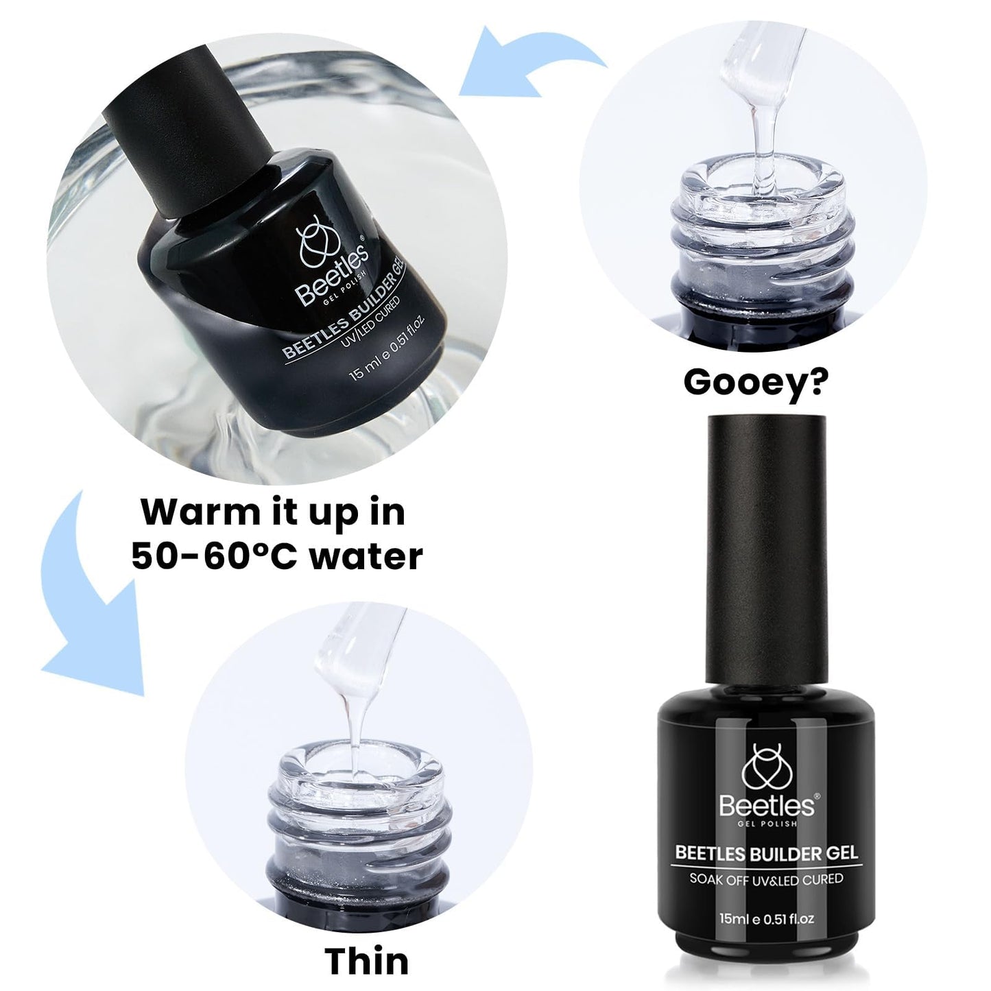 Beetles Builder Gel for Nails,8 in 1 Jelly Nude Color for Building Instant Apex Extension & Strengthener, Friendly for Beginner Women DIY Nail at Home, UV & LED Lamp Needed