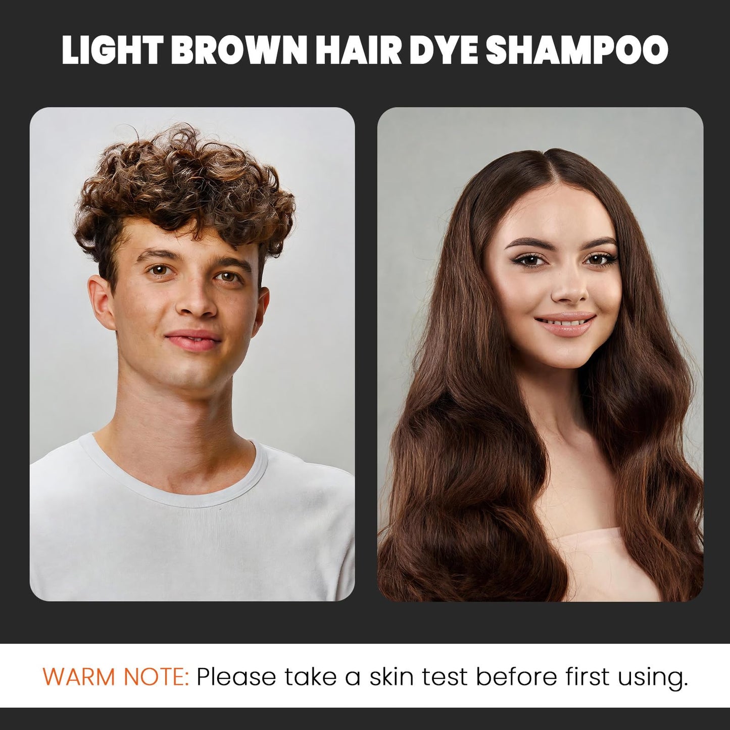 YOURTONE Light Brown Hair Dye Shampoo 3 in 1, Hair Color Shampoo for Gray Hair Coverage for Women Men, Herbal Formula, Lasts up to 30 Days (16.9 Fl Oz)