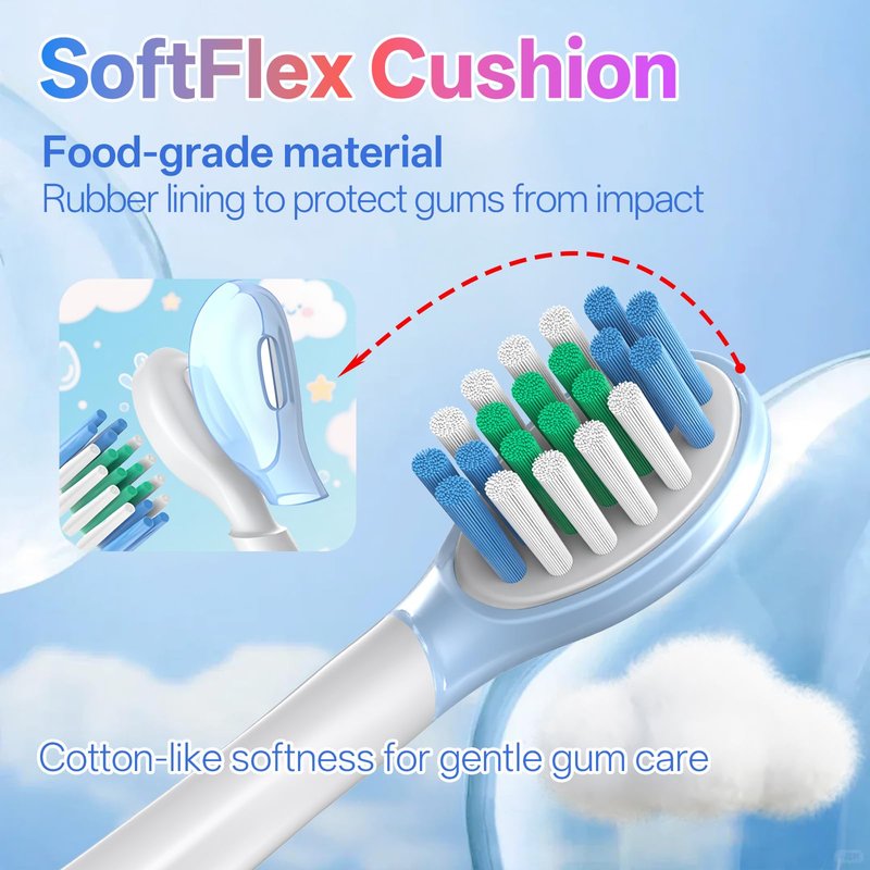 Caslynor Kids Replacement Heads Compatible with Philips Sonicare Kids, Compact Size, Extra Soft Bristles Toothbrush Heads, Soft Rubber Cushion Back, for Kids Ages 3+, 8 Pack