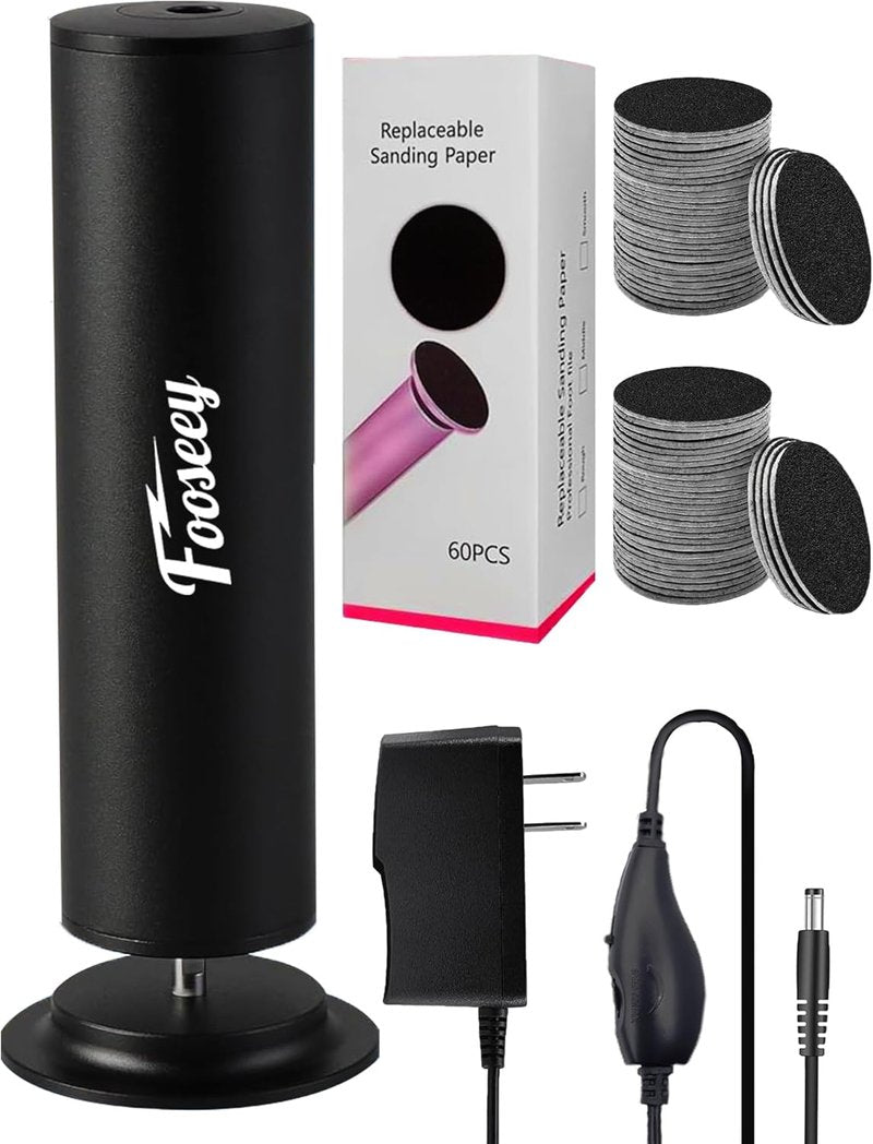 Electric Foot Callus Remover - Professional Pedicure Tool with 60 Sandpaper Discs | Adjustable Speed, Black